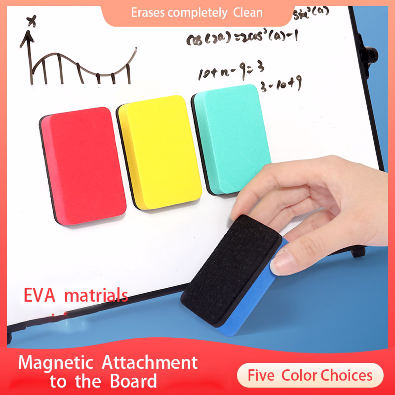 White Rectangular Cloth Eraser Chalkboard Dry Erase Board Classroom Supplies Teacher Tool 1pc