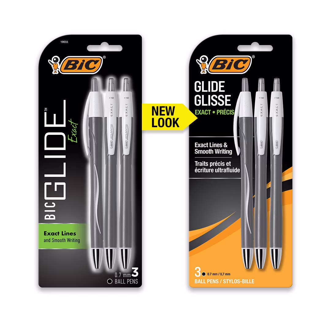 BIC Glide Exact Retractable Ballpoint Pens, Fine Point, 0.7 mm, Black Ink, 3 Count