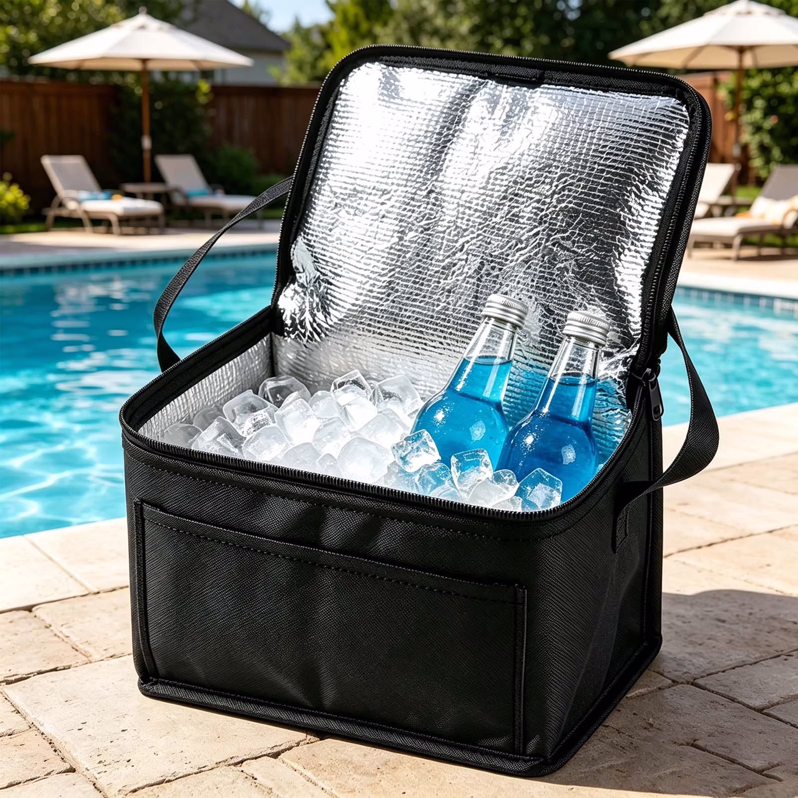 Yakvarog Insulated Cooler Bag, Soft Sided Leakproof Cooler Bags Insulated with Reinforced Handles, Large Square Foldable Insulated Grocery Bags for Picnic Beach Travel, Camping Day Trips