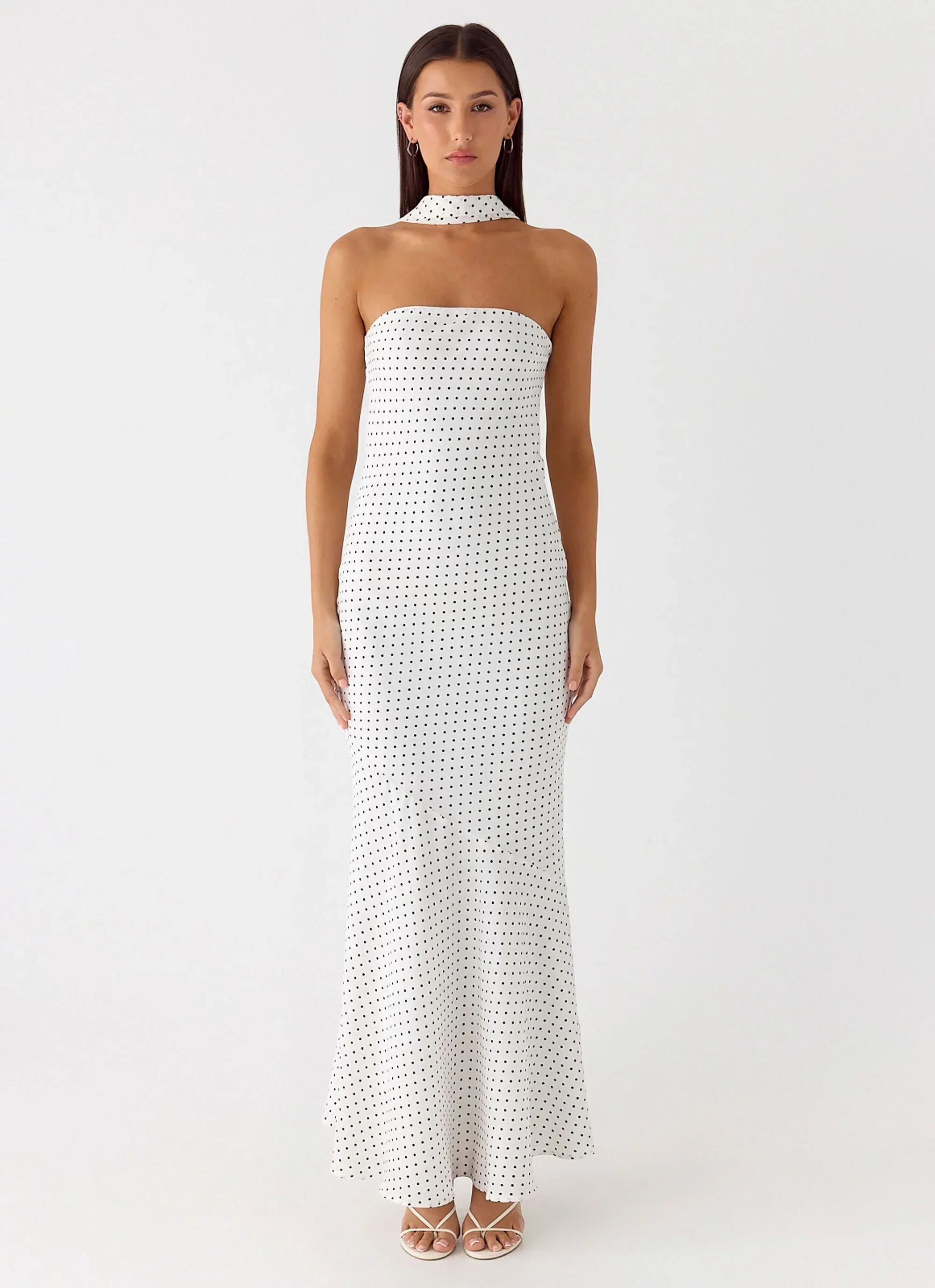 Under The Pagoda Maxi Dress - White Polkadot