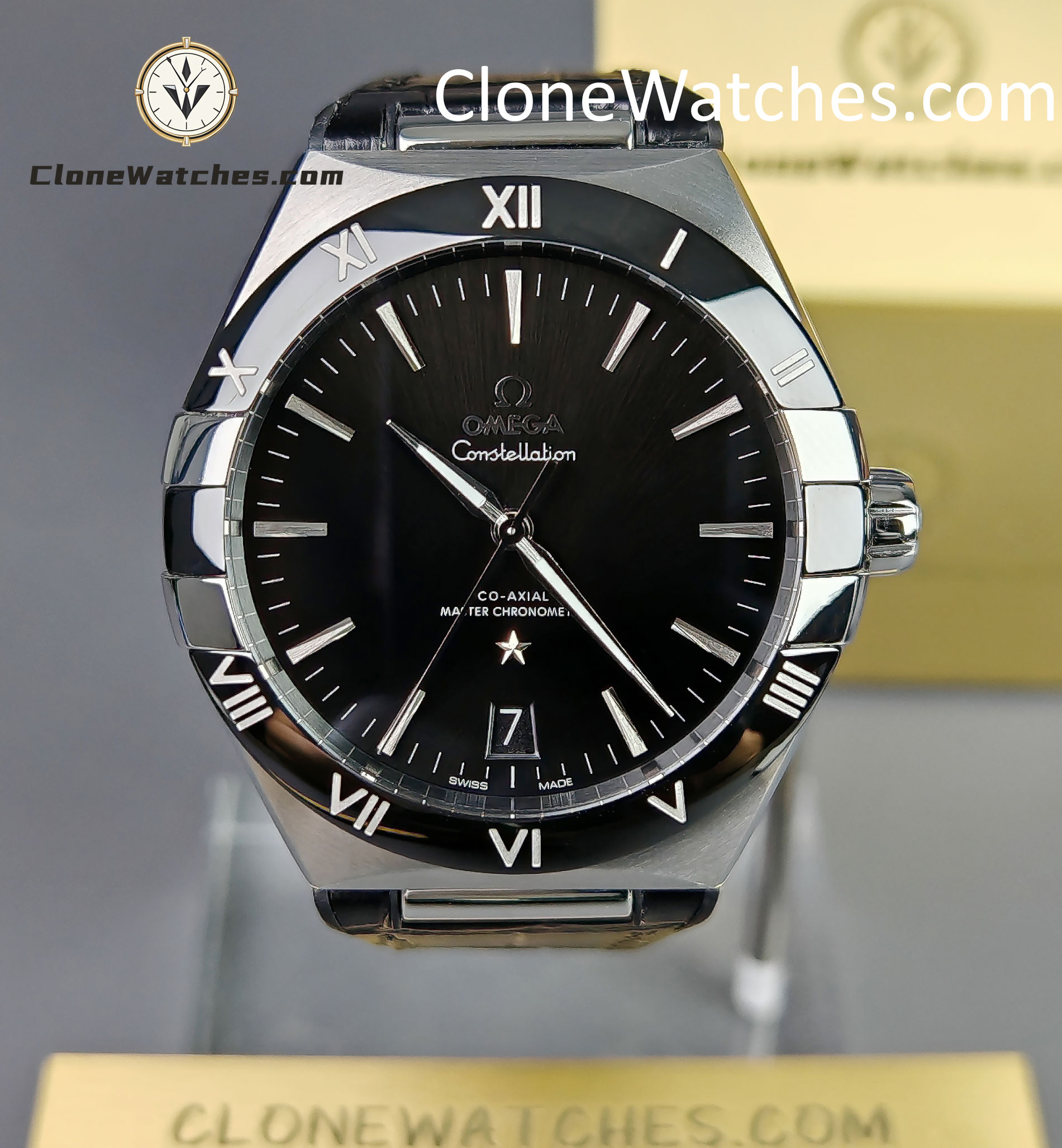 OMEGA Super Clone Watches 1:1 Constellation steel on leather strap 131.33.41.21.01.001 41mm