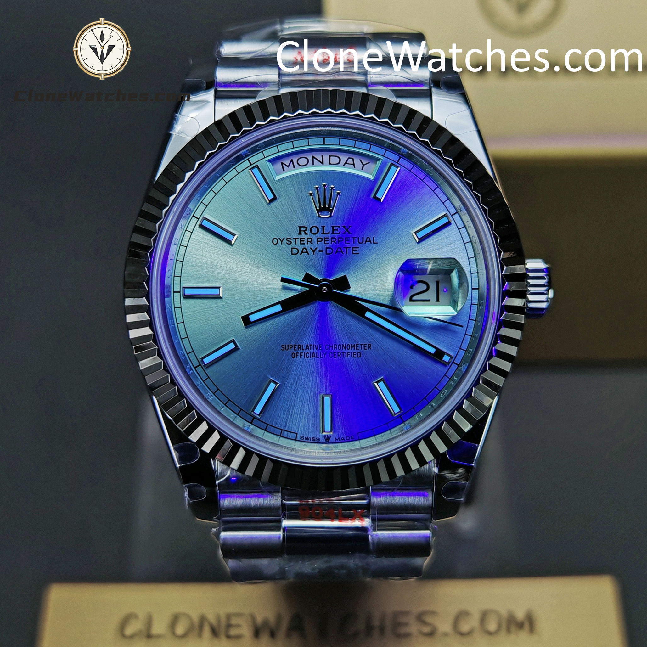 Rolex Super Clone Watches 1:1 Day Date Ice Blue Dial 40mm M228236-0018 3255 Movement