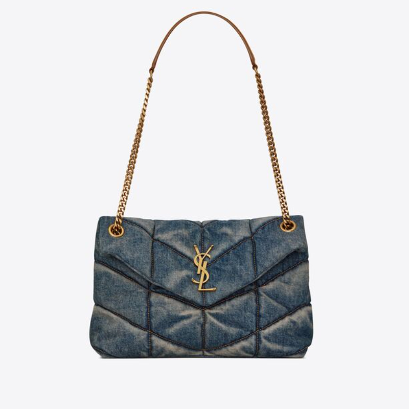 YSL PUFFER suede and denim handbags