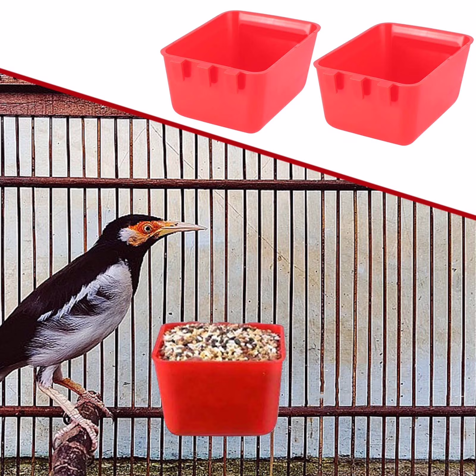 Hanging Chicken Feeder Cup, Plastic Cage Food and Water Bowl for Birds, Parrots, Chickens, Rabbits, and Small Pets, 1-Pack