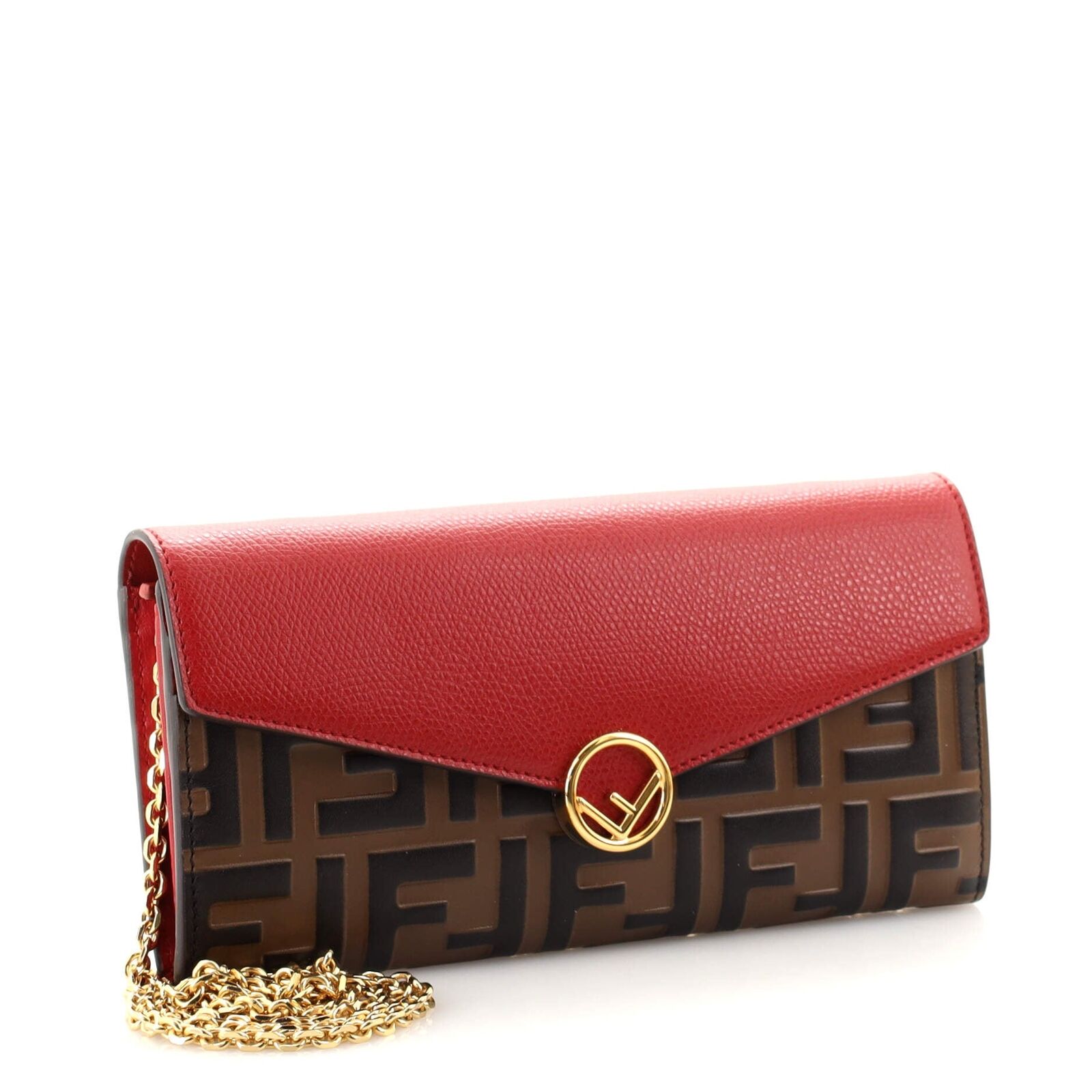 Fendi Continental with Chain in Red Leather