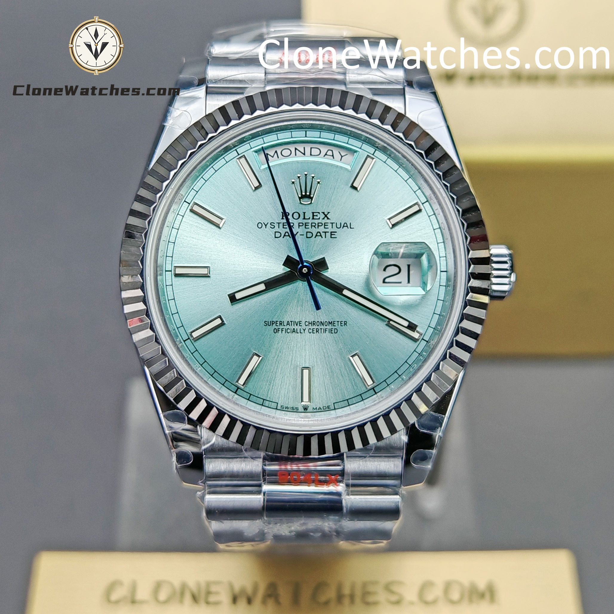 Rolex Super Clone Watches 1:1 Day Date Ice Blue Dial 40mm M228236-0018 3255 Movement