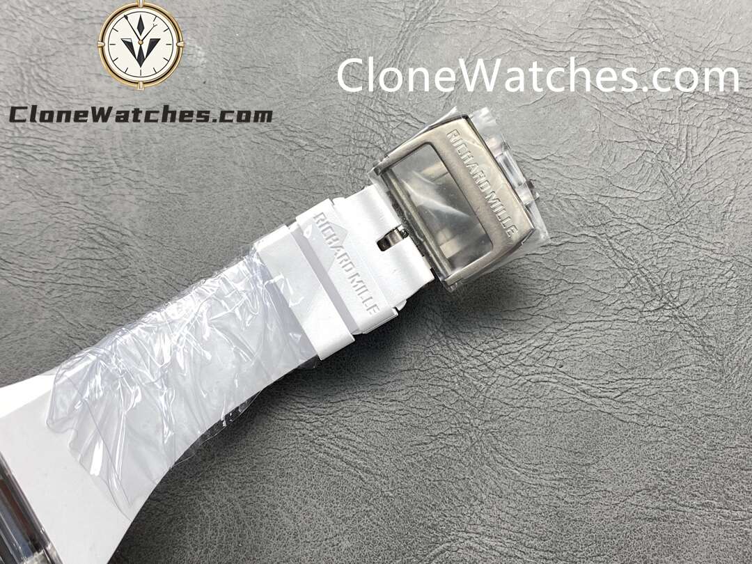 Richard Mille Super Clone Watches 1:1 RM 055 Ceramics Tourbillon Fully Transparent White Strap