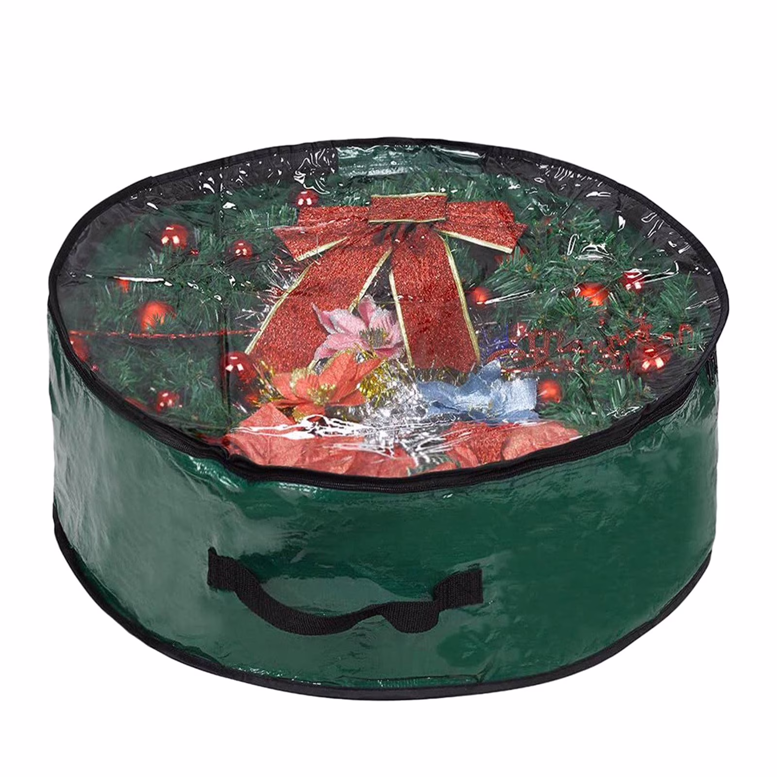 Qocolhg Heavy Duty Wreath Storage Bag 24/30/36 Inch,Christmas Wreath Storage Container Red,Waterproof Plastic Material Wreath Holder Storage,Holds All Wreaths for Year Round Christmas Storage