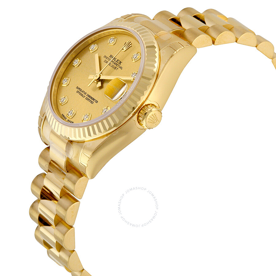 Rolex Lady-Datejust 31 Champagne Dial 18K Yellow Gold President Automatic Ladies Watch 178278CDP（Lifetime free warranty+90-days replacement service & Refund!.）