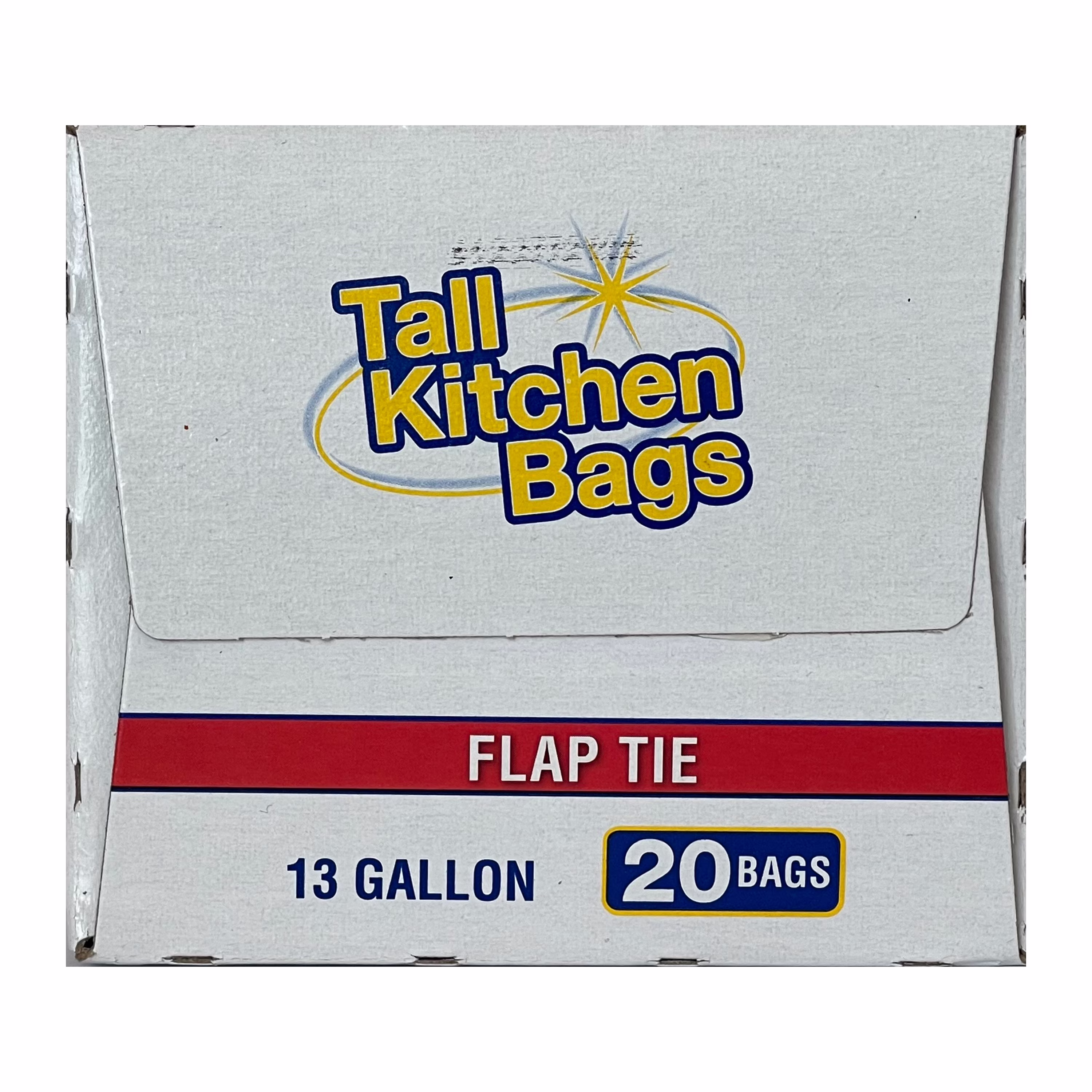 Top Job Basic Kitchen Trash Bags, 13 Gallon, 20 Bags (Flap Tie)