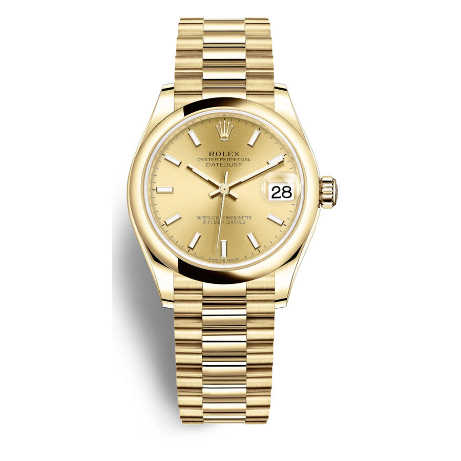 Rolex Datejust 31 Automatic Champagne Dial Ladies 18kt Yellow Gold President Watch 278248CSP（Lifetime free warranty+90-days replacement service & Refund!.）