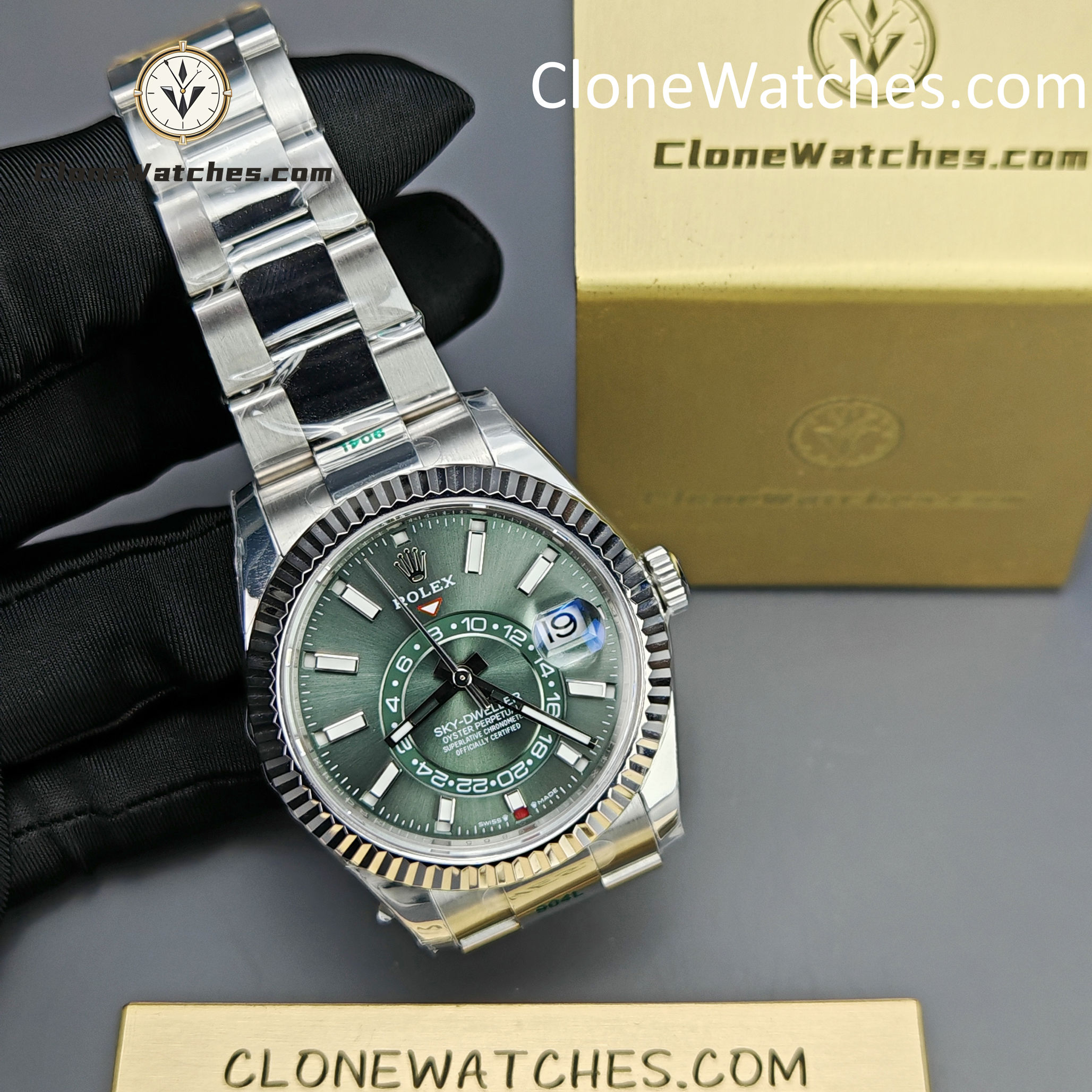 Rolex Super Clone Watches 1:1 Sky Dweller Green Dial Oyster M336934 9002 Movement