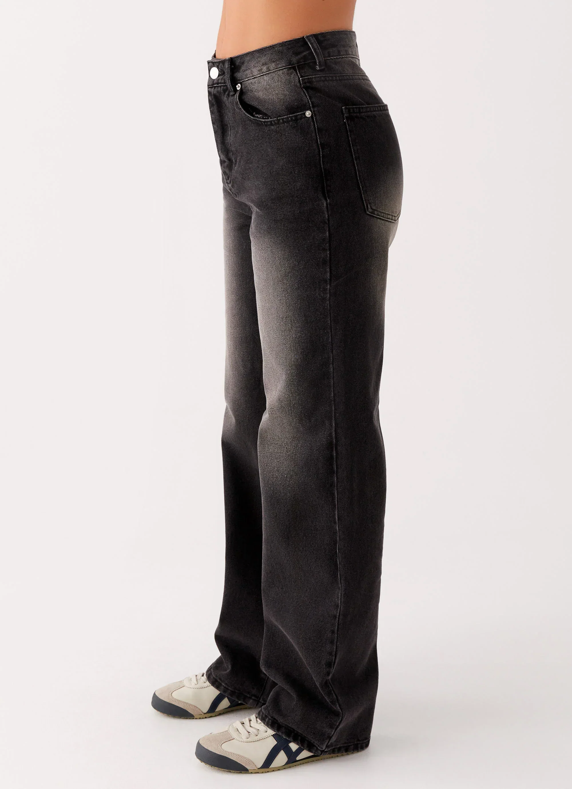 Back Again Straight Leg Denim Jeans - Charcoal Wash