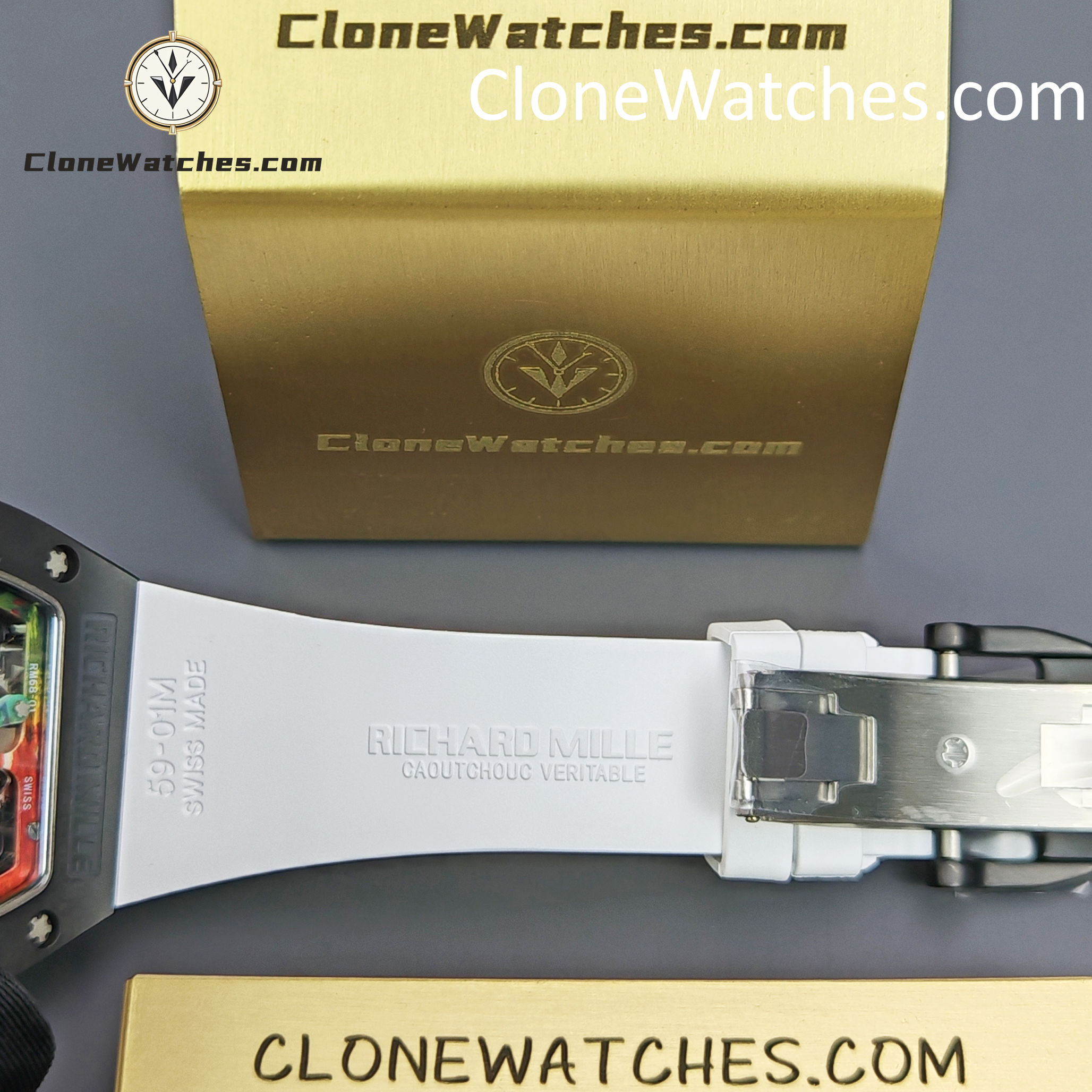 Richard Mille Super Clone Watches 1:1 RM 68 -01 Tourbillon Cyril Kongo White Strap