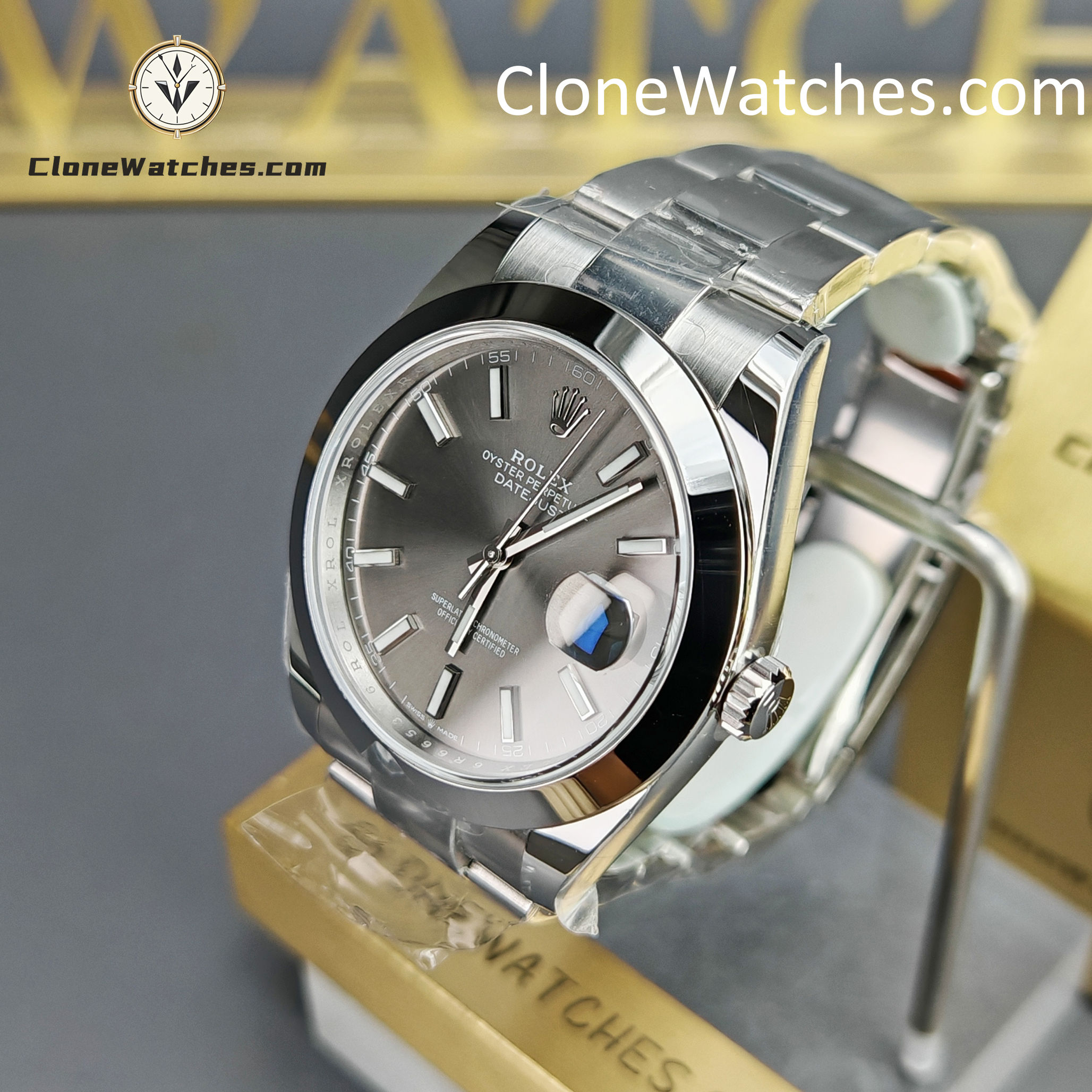 Rolex Super Clone Watches 1:1 DateJust Gray Dial M126300 – 0007 Oyster 41MM 3235 Movement