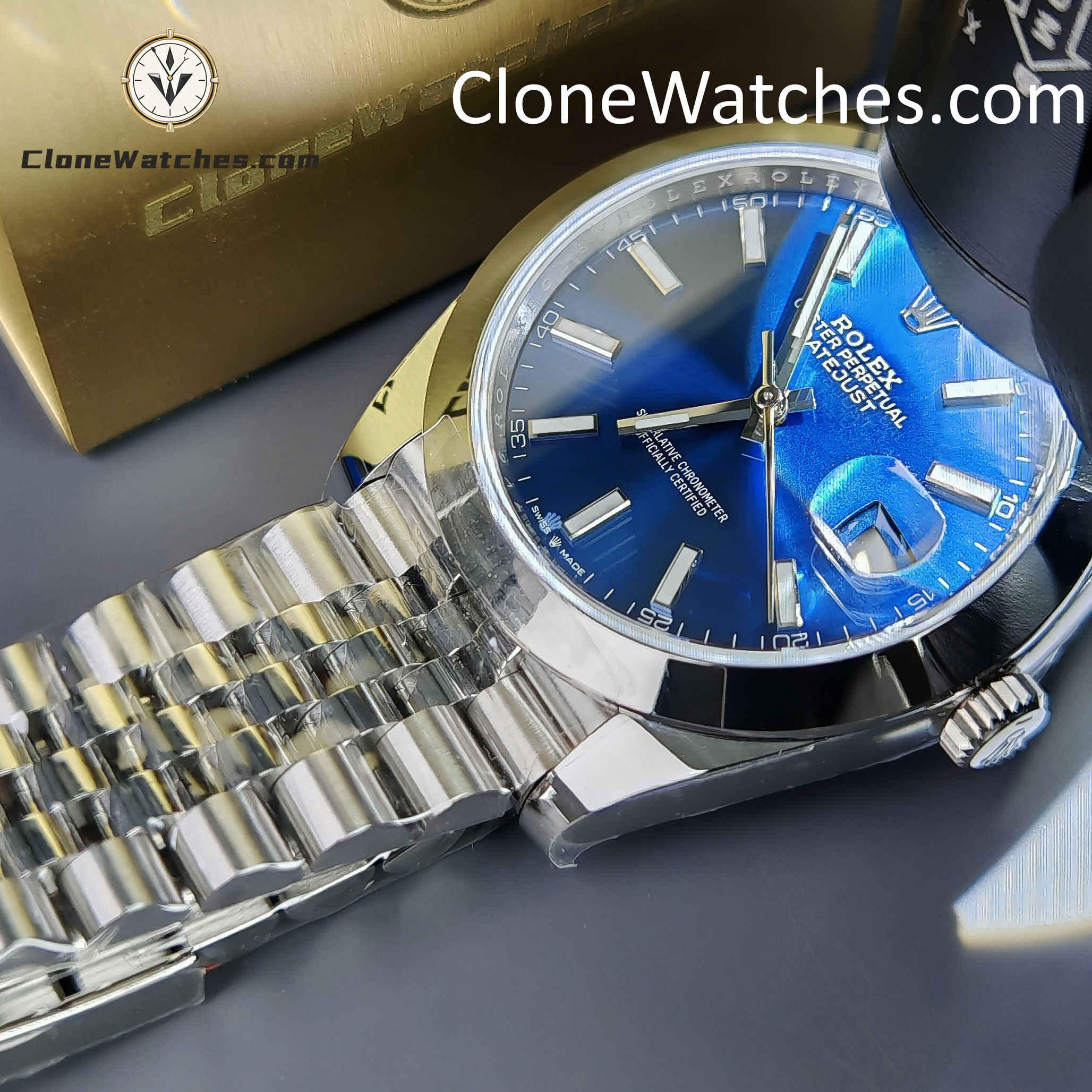 Rolex Super Clone Watches 1:1 DateJust Blue Dial m126300-0002 Jubilee 41MM 3235 Movement