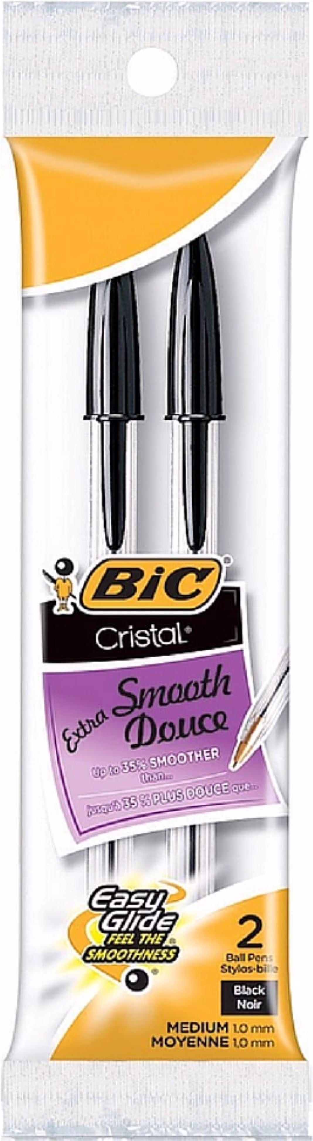 Bic Cristal Medium Ballpoint Pens, Black Ink 2 ea (Pack of 2)