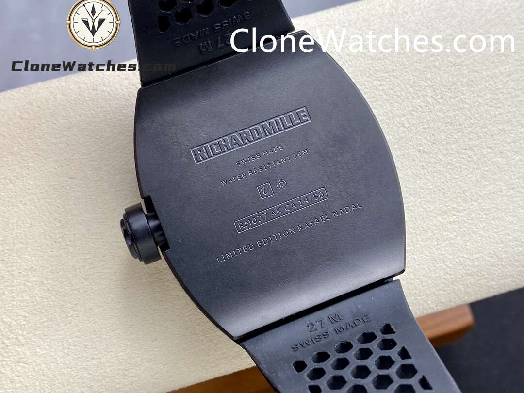 Richard Mille Super Clone Watches 1:1 RM 027 Tourbillon Black Strap