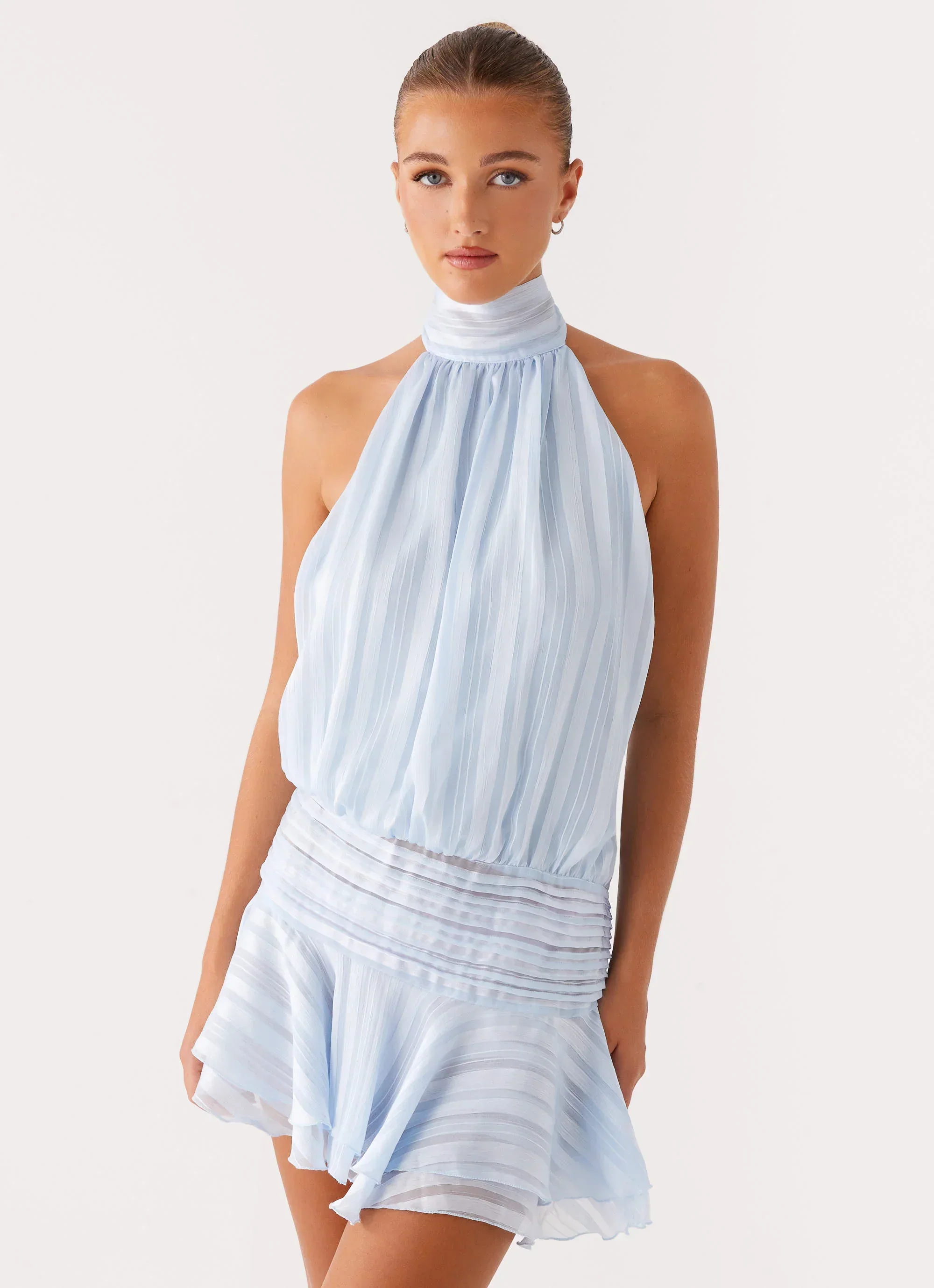 Willow Chiffon Mini Dress - Blue