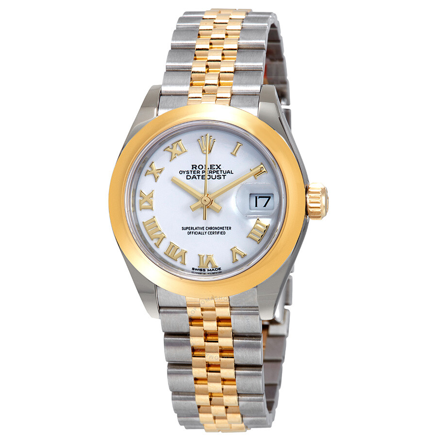 Rolex Lady-Datejust White Dial Automatic Ladies 18kt Yellow Gold and Steel Jubilee Watch 279163WRJ（Lifetime free warranty+90-days replacement service & Refund!.）