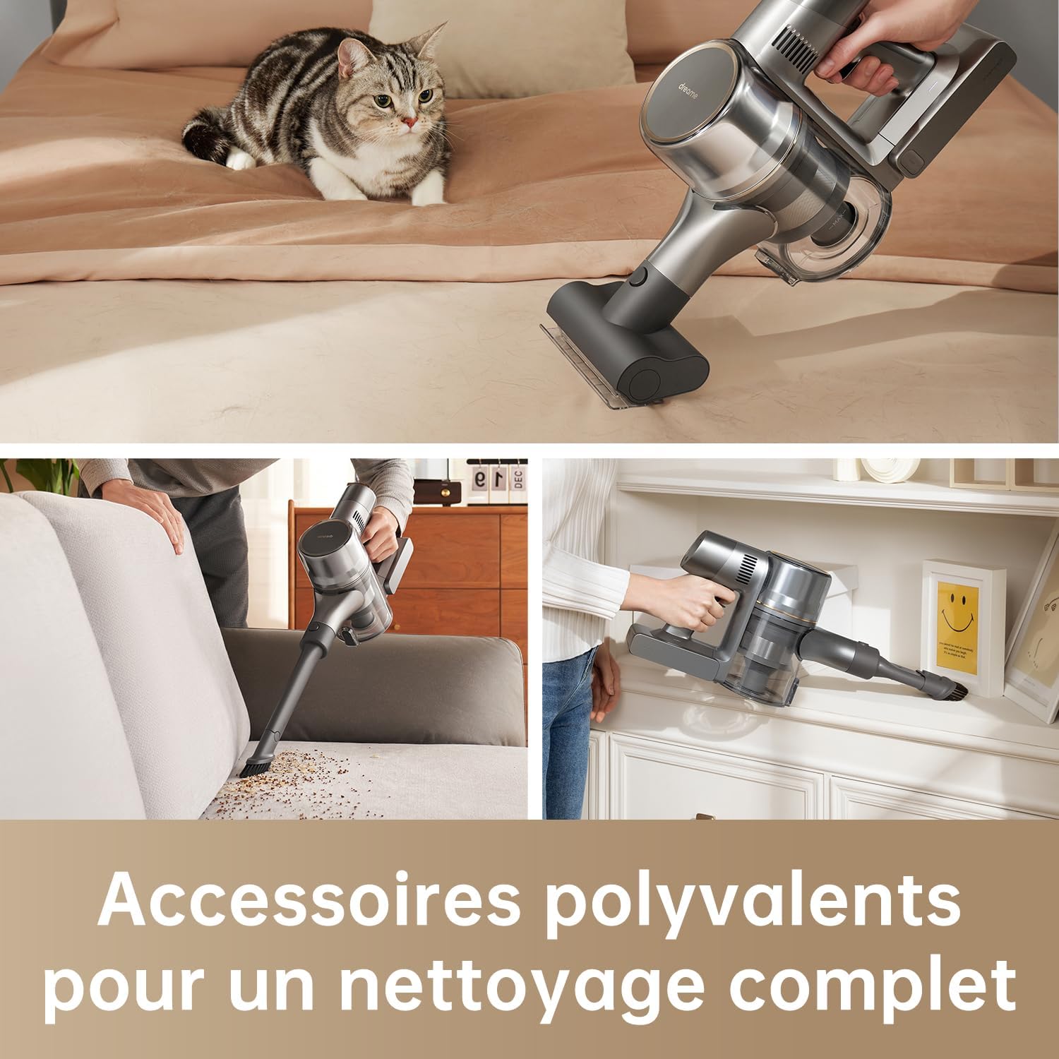 Aspirateur balai sans fil R20 22000Pa 190AW autonomie 90 min détection saleté LED lumières bleues anti emmêlement