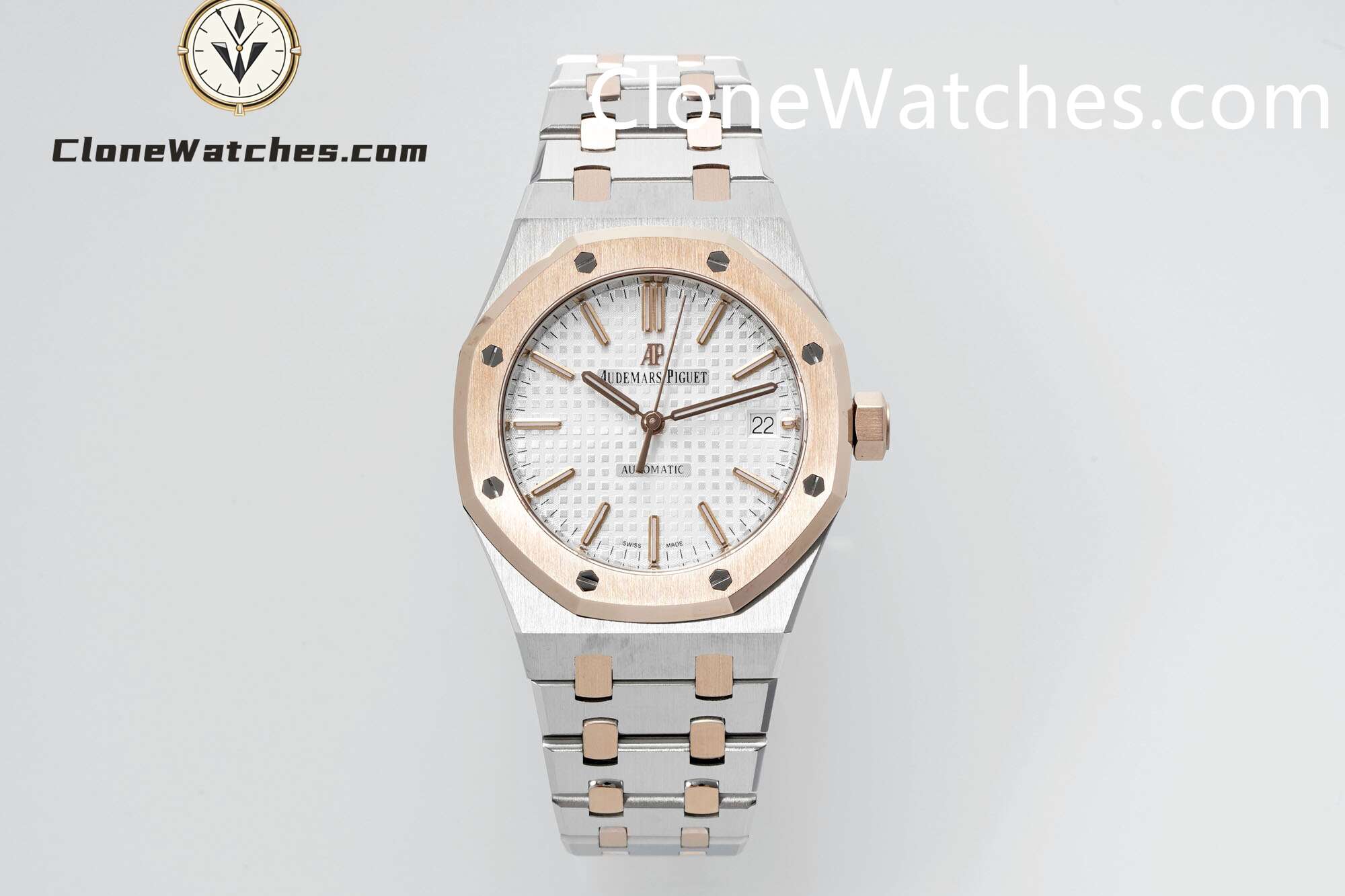 Audemars Piguet Super Clone Watches 1:1 Royal Oak Rose Gold 15450SR White Dial 37MM