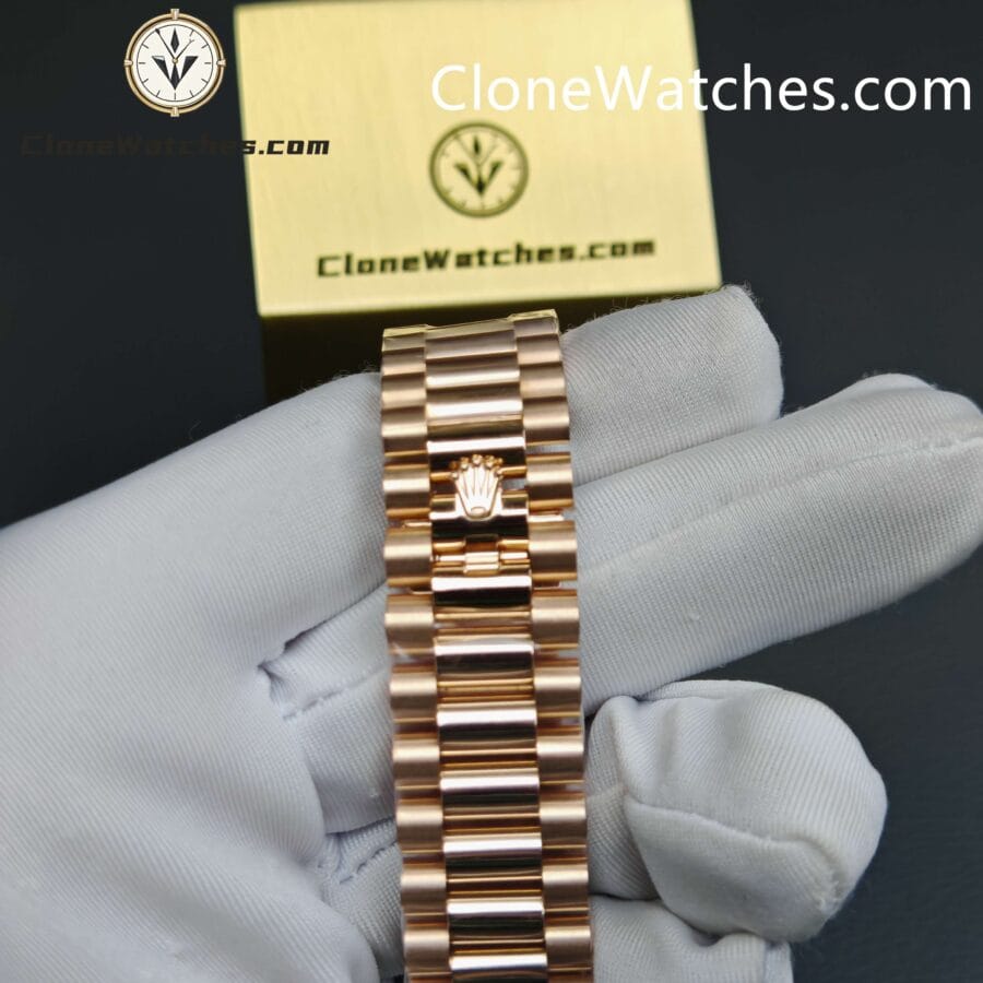 Modified Super Clone Watches 1:1 Rolex Rose Gold Day Date Rainbow Circle 3255 Movement