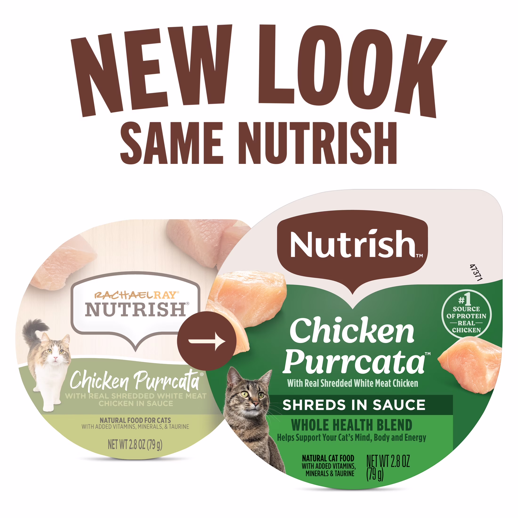 Nutrish Grain Free Wet Cat Food Chicken Purrcata Whole Health Blend with Real Shredded White Meat Chicken in Sauce, 2.8 oz. Cup (Rachael Ray)