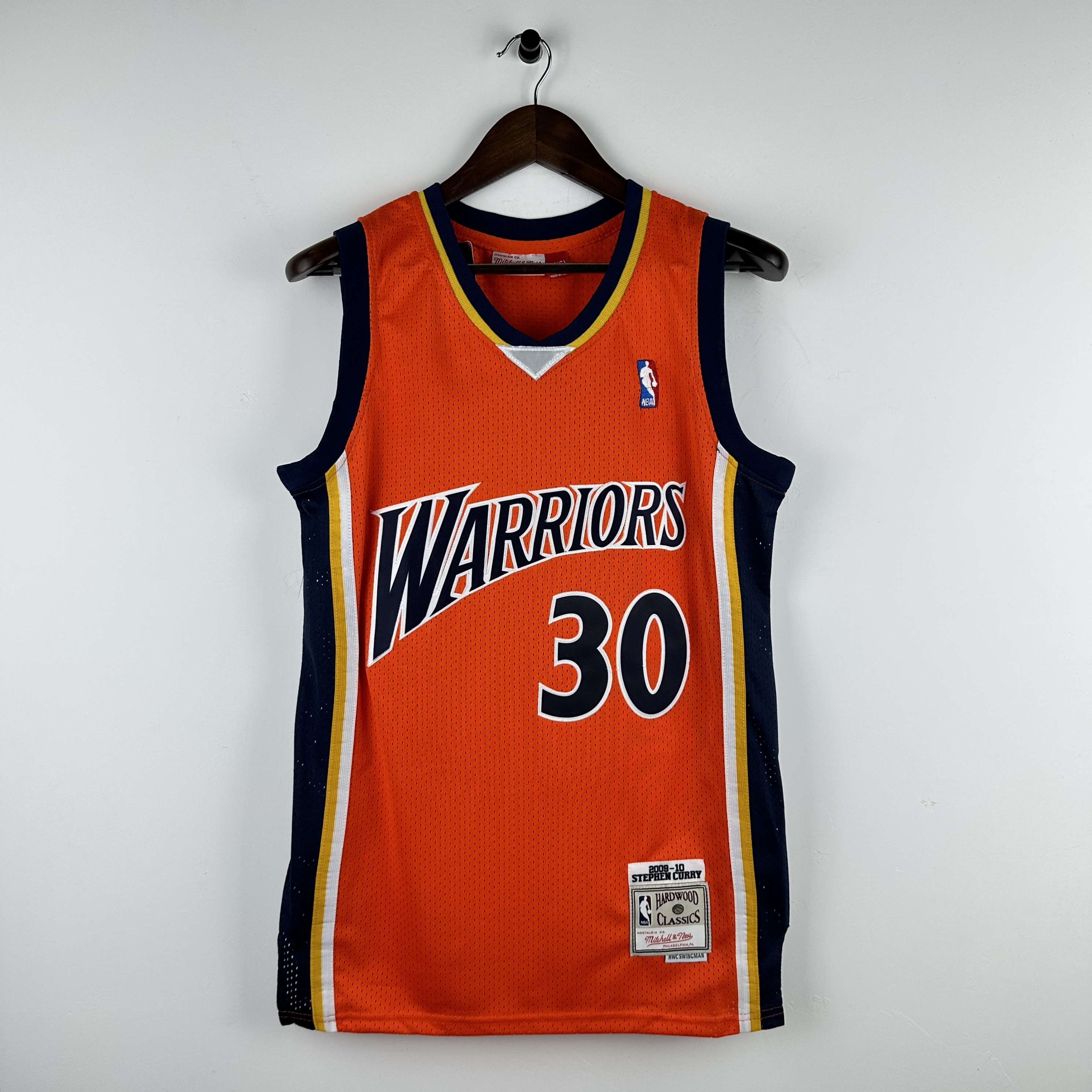 Embroidered MN retro jersey Warriors 2009/10 season orange No. 30 Curry