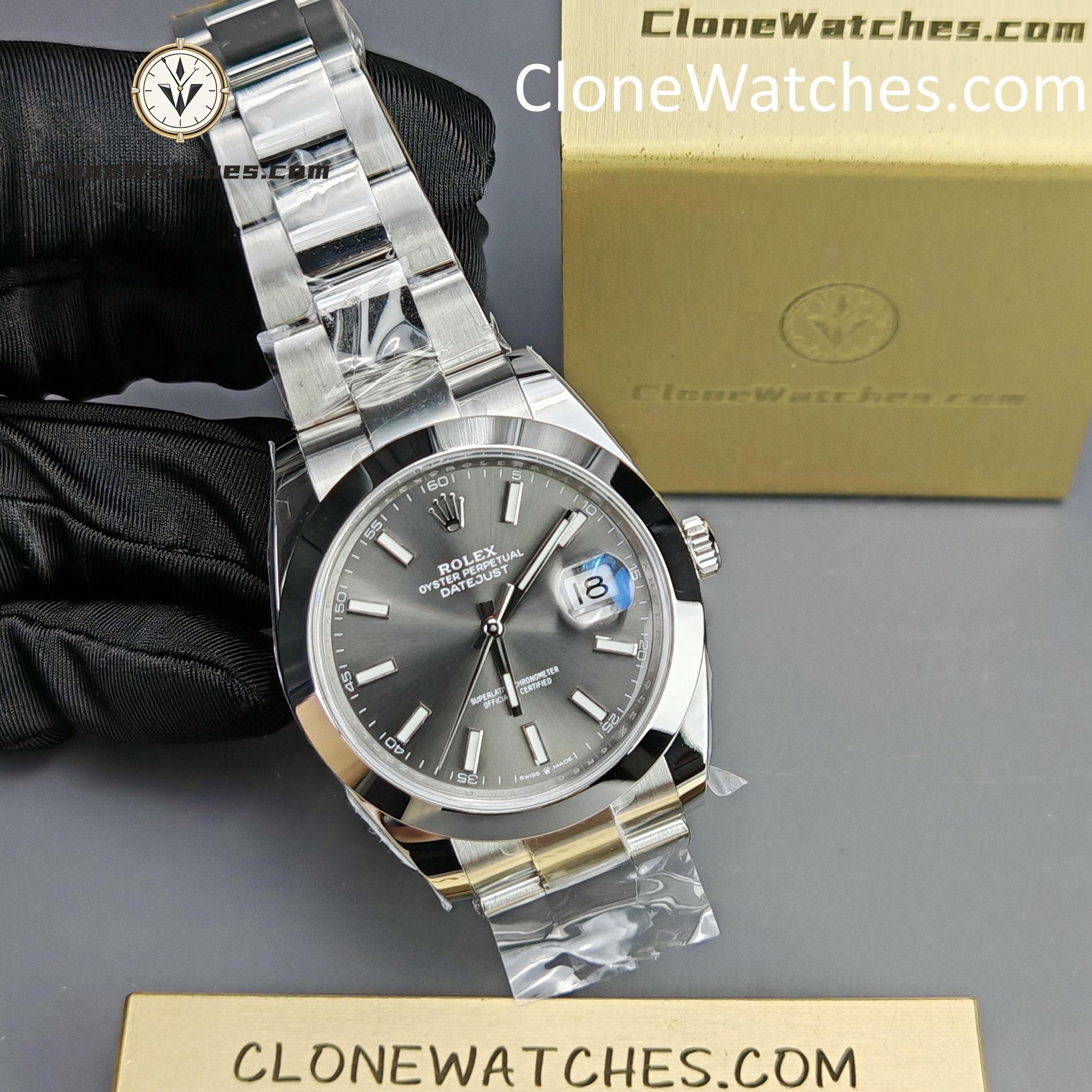 Rolex Super Clone Watches 1:1 DateJust Gray Dial M126300 – 0007 Oyster 41MM 3235 Movement