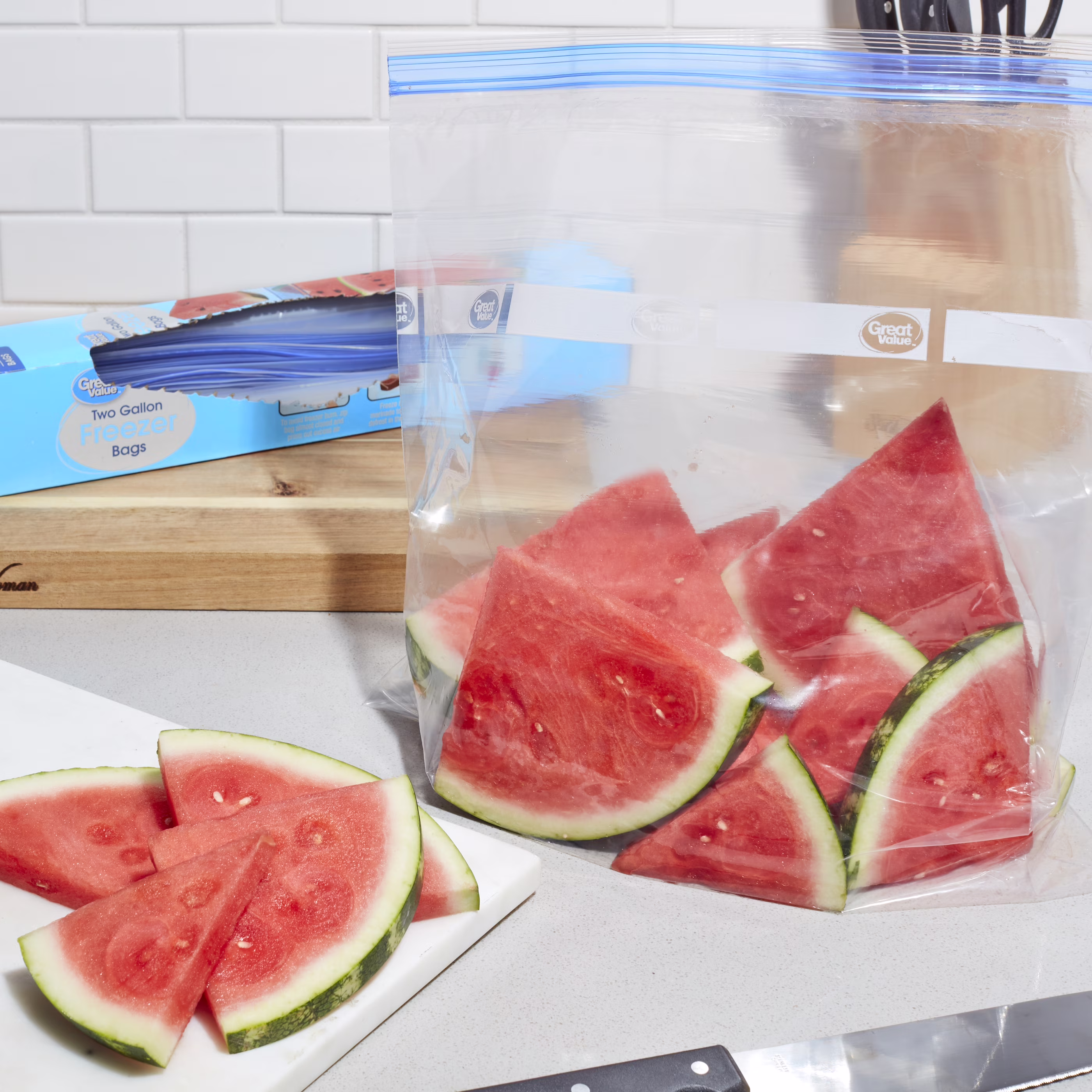 Great Value Double Zipper 2 Gallon Freezer Bag, 10 Count
