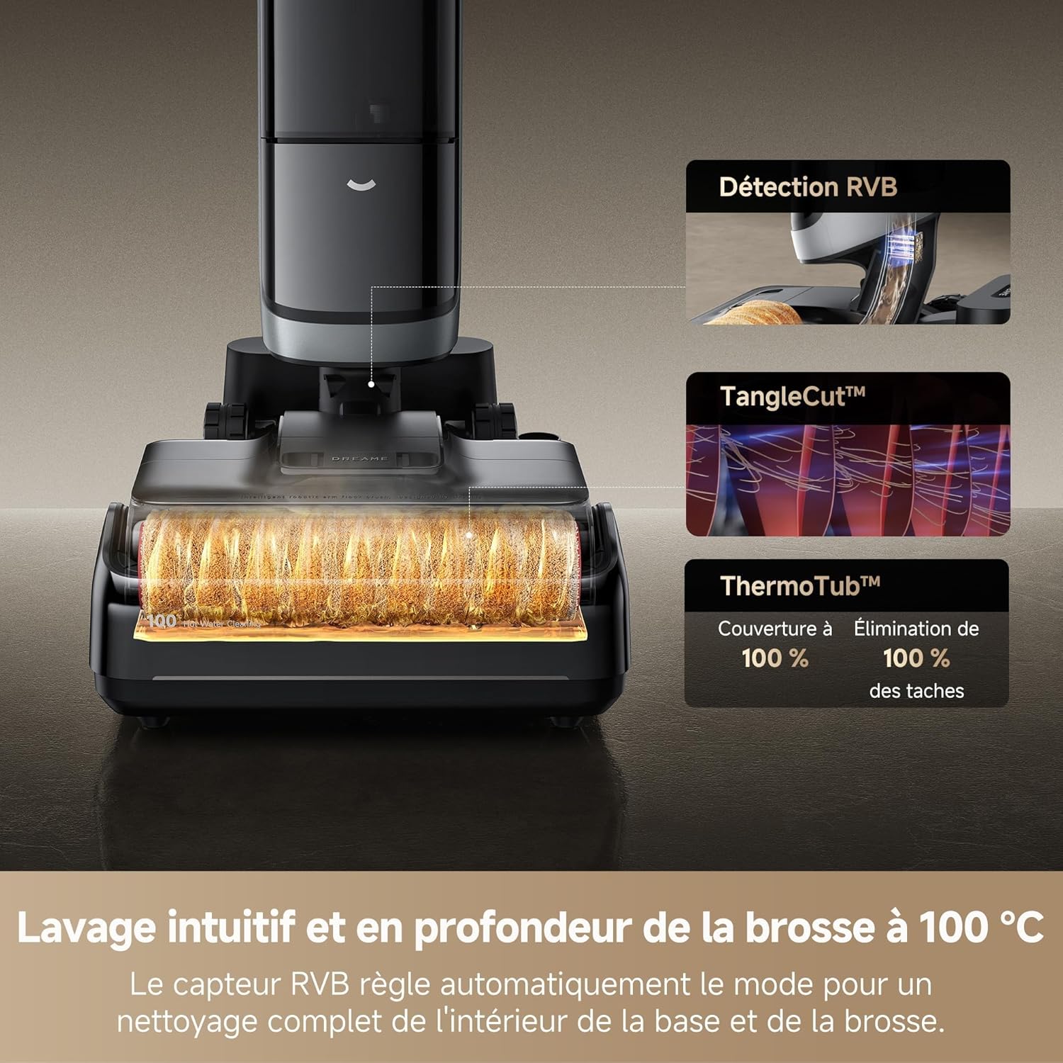 Aspirateur laveur H15 Pro Heat nettoyage sols 85°C bras robotisé IA 22000Pa séchage 5 min contrôle app
