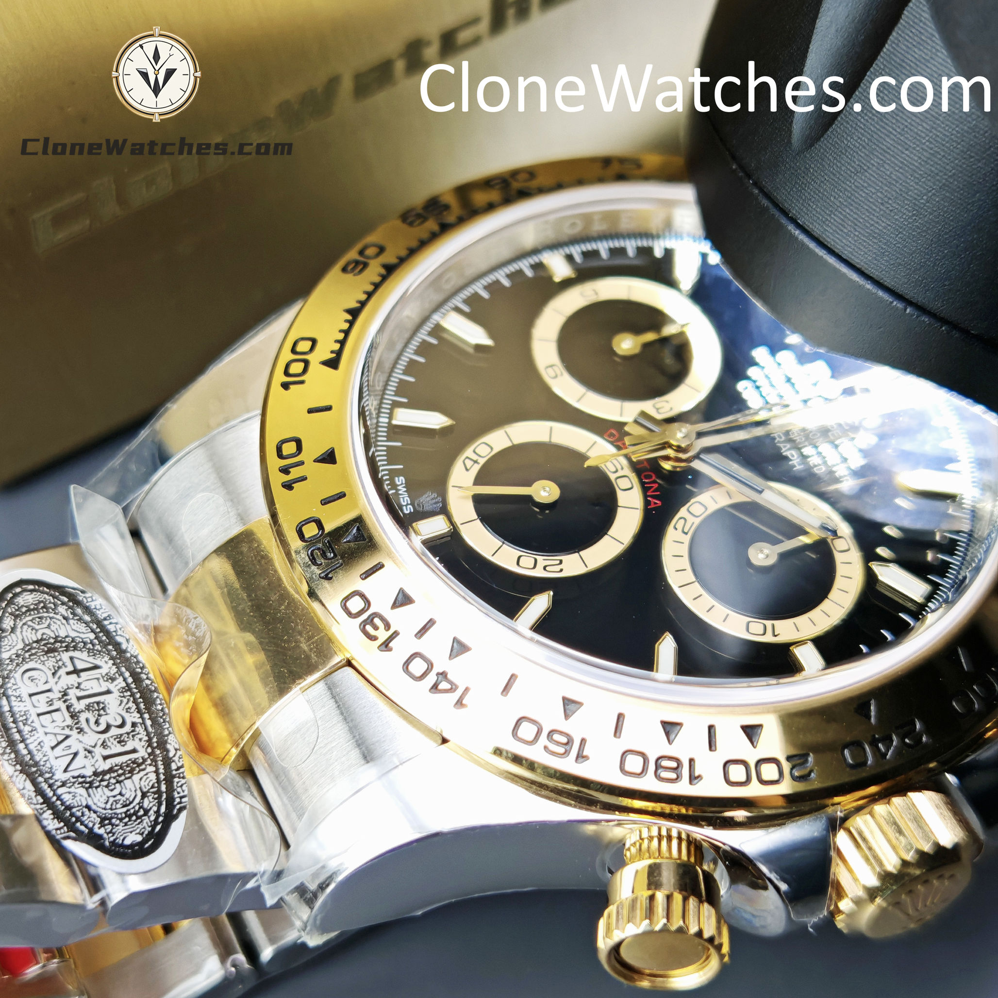 Rolex Super Clone Watches 1:1 Daytona 18k Gold Black Dial M126503-0003 4131 Movement