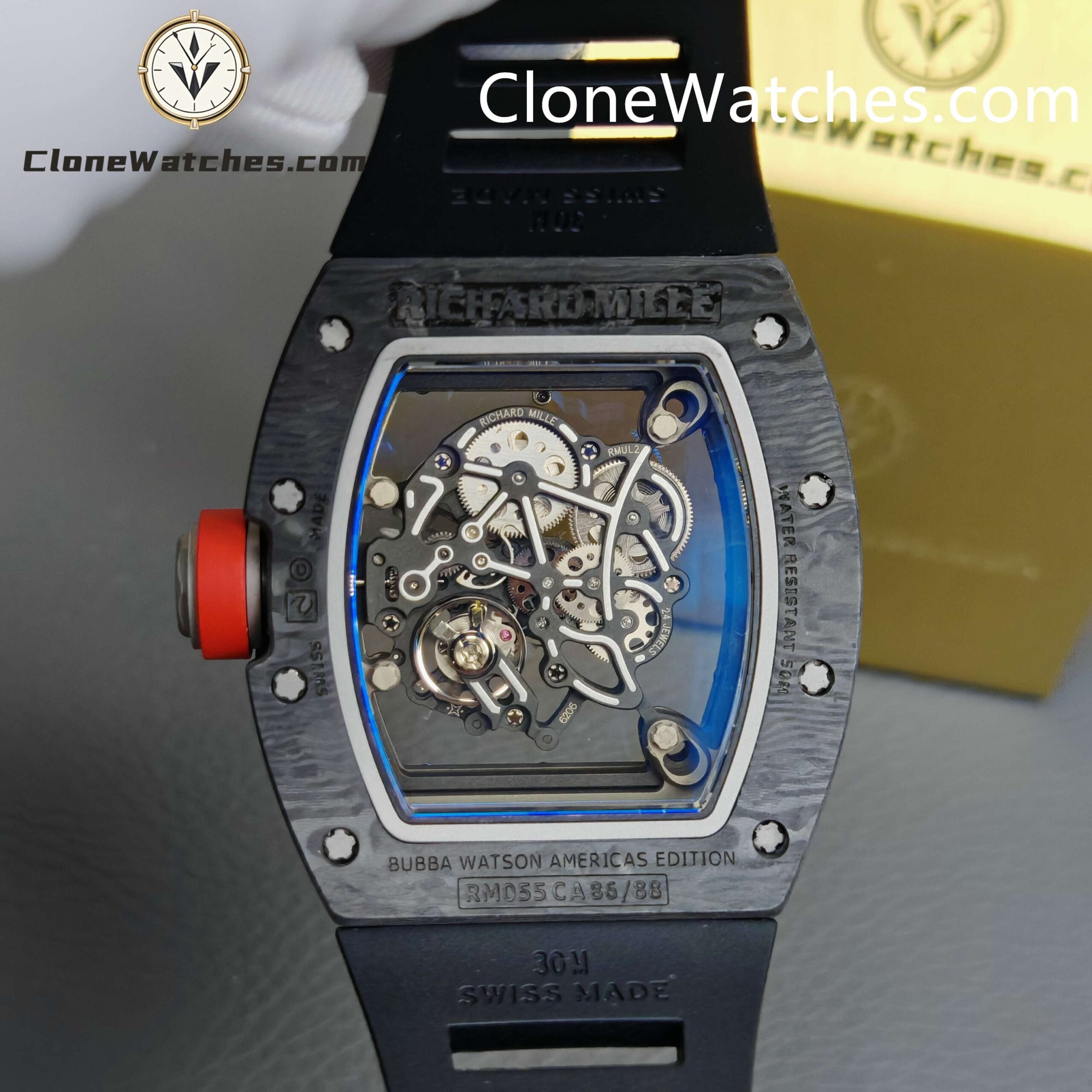 Richard Mille Super Clone Watches 1:1 RM 055 NTPT Tourbillon Black Strap