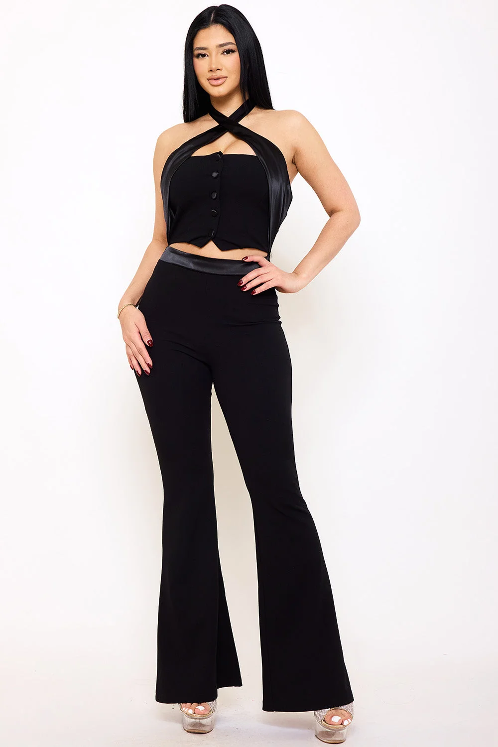 Symphony Jumpsuit - Pleated Halter Neck Jumpsuit