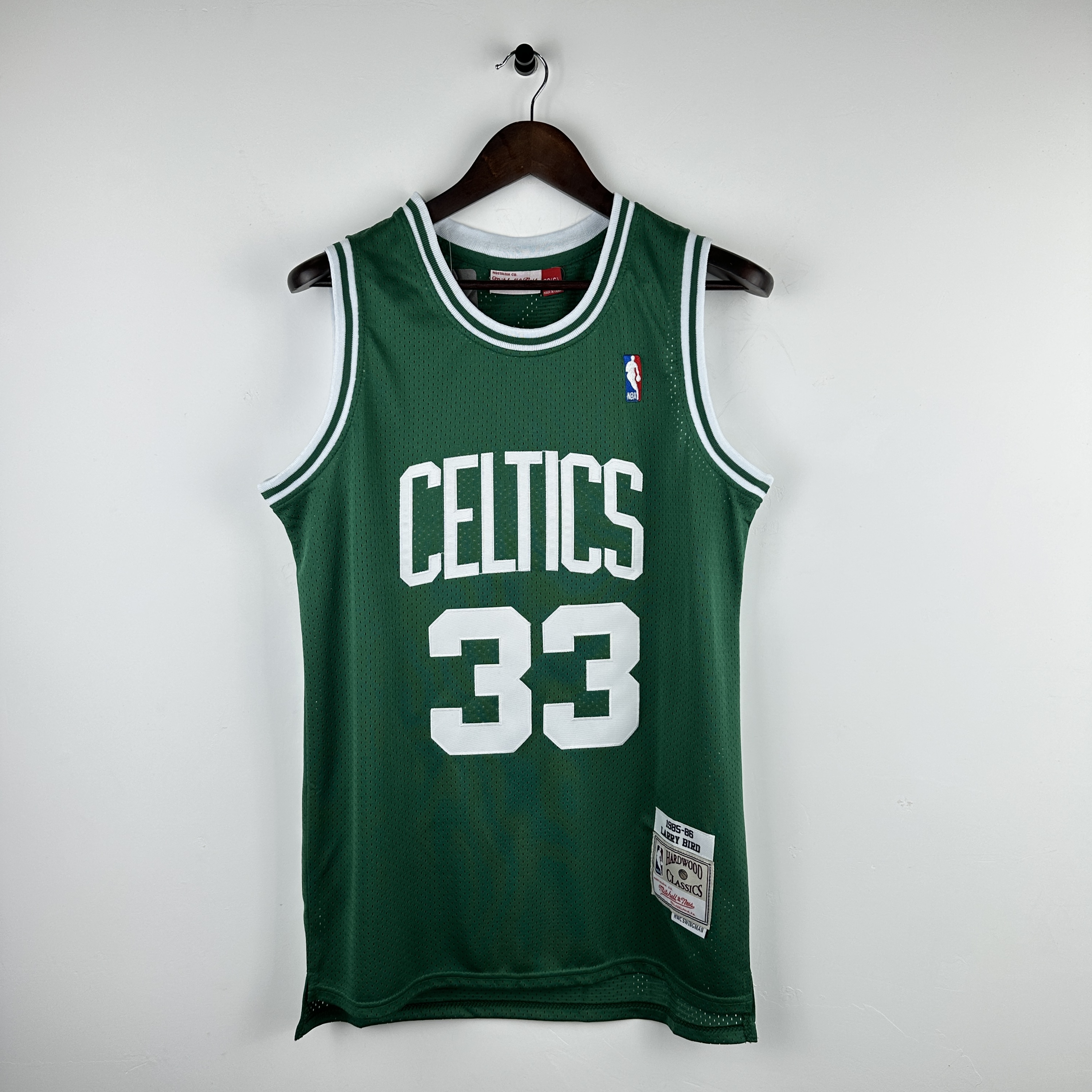 Embroidered MN Retro Jersey Celtics 85/86 Season Green No. 33 Bird