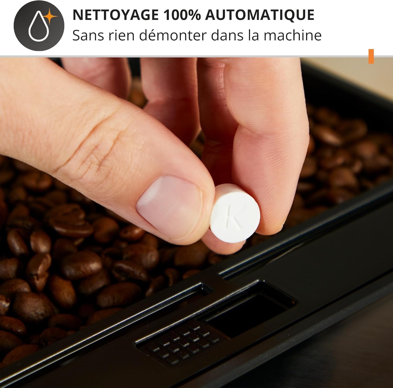 Machine café grains expresso 2 tasses nettoyage auto buse vapeur cappuccino Essential blanche