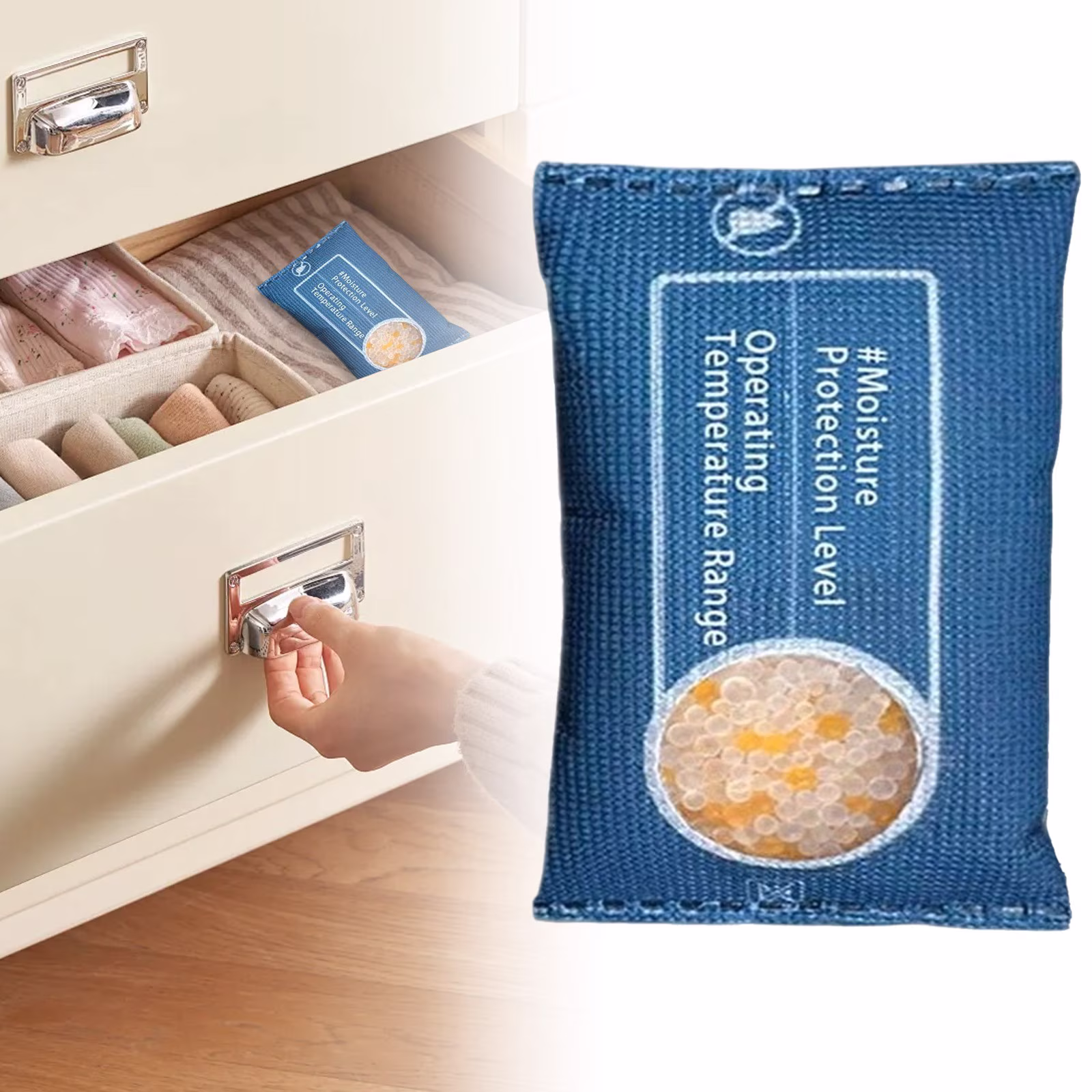 Cozival Reusable Dehumidifier Bags with Color-Indicating Silica Gel, Moisture Absorbers for Car, Closet, Wardrobe, and Storage Areas, Microwave-Rechargeable
