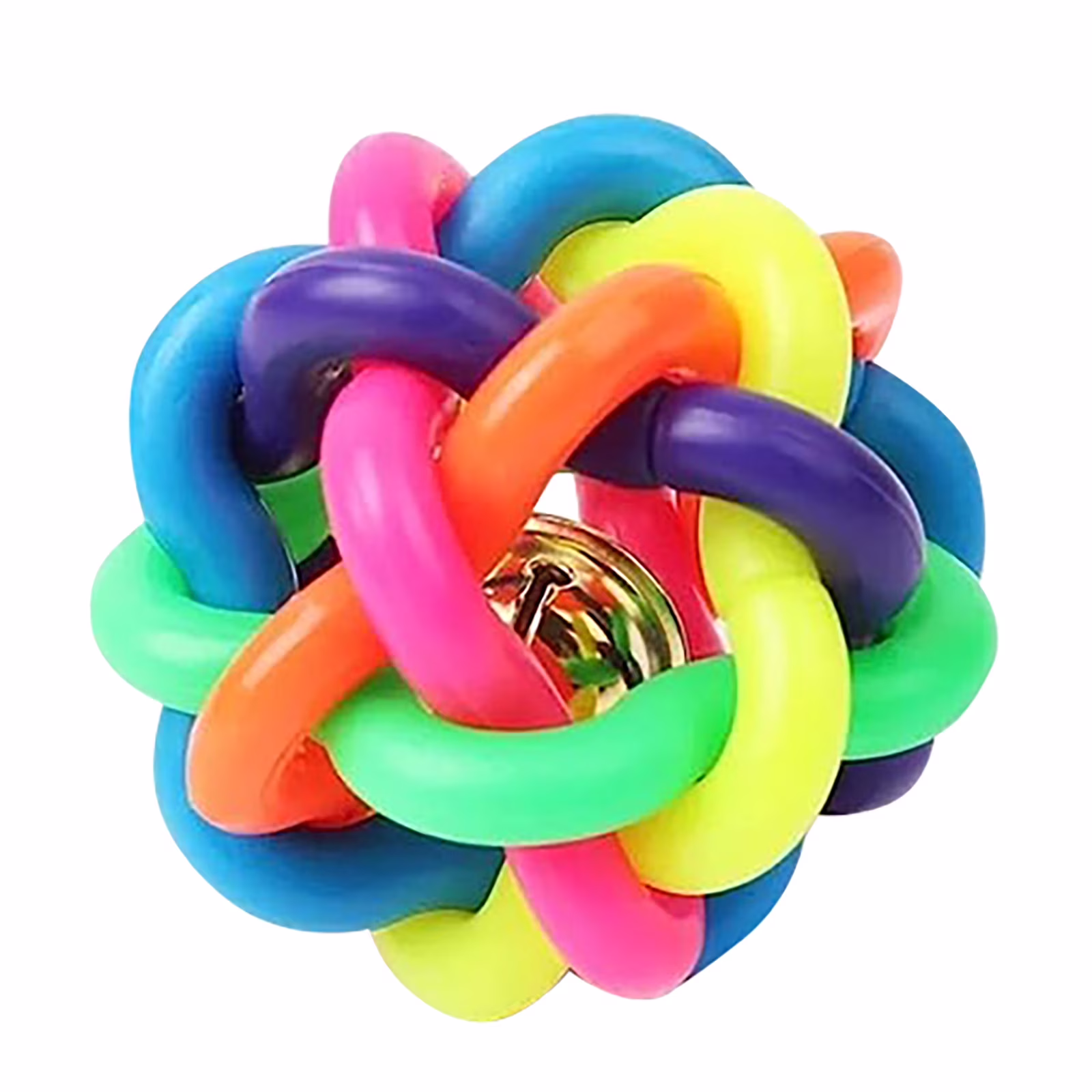 Dog Toy, Teething Ring Rubber Ball Woven Bell, Colorful Bell Ball Small, Medium And Large Size 3 Toy, Resistant Toy,Pet Toys for Self Play,Gifts for Pets and Pet Lovers(A)