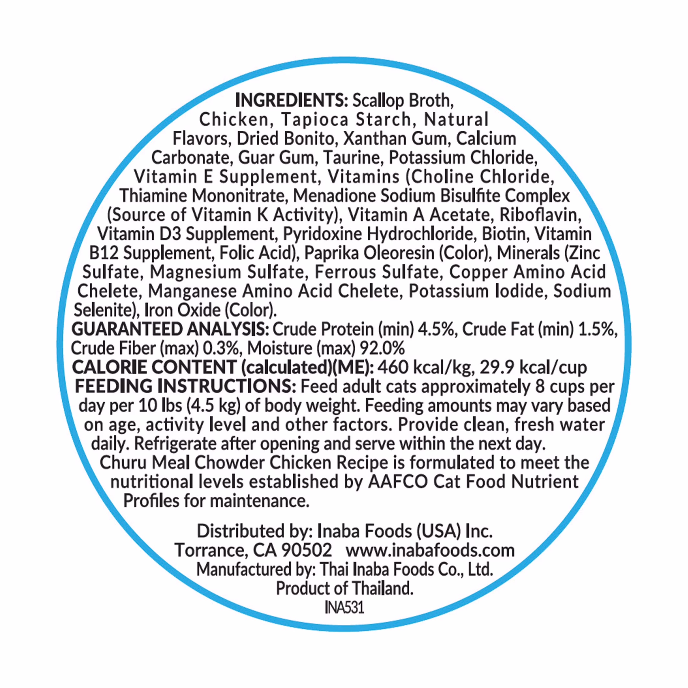 INABA Churu Meal Chowder Adult Wet Cat Food, 2.29 oz cup, Chicken Recipe