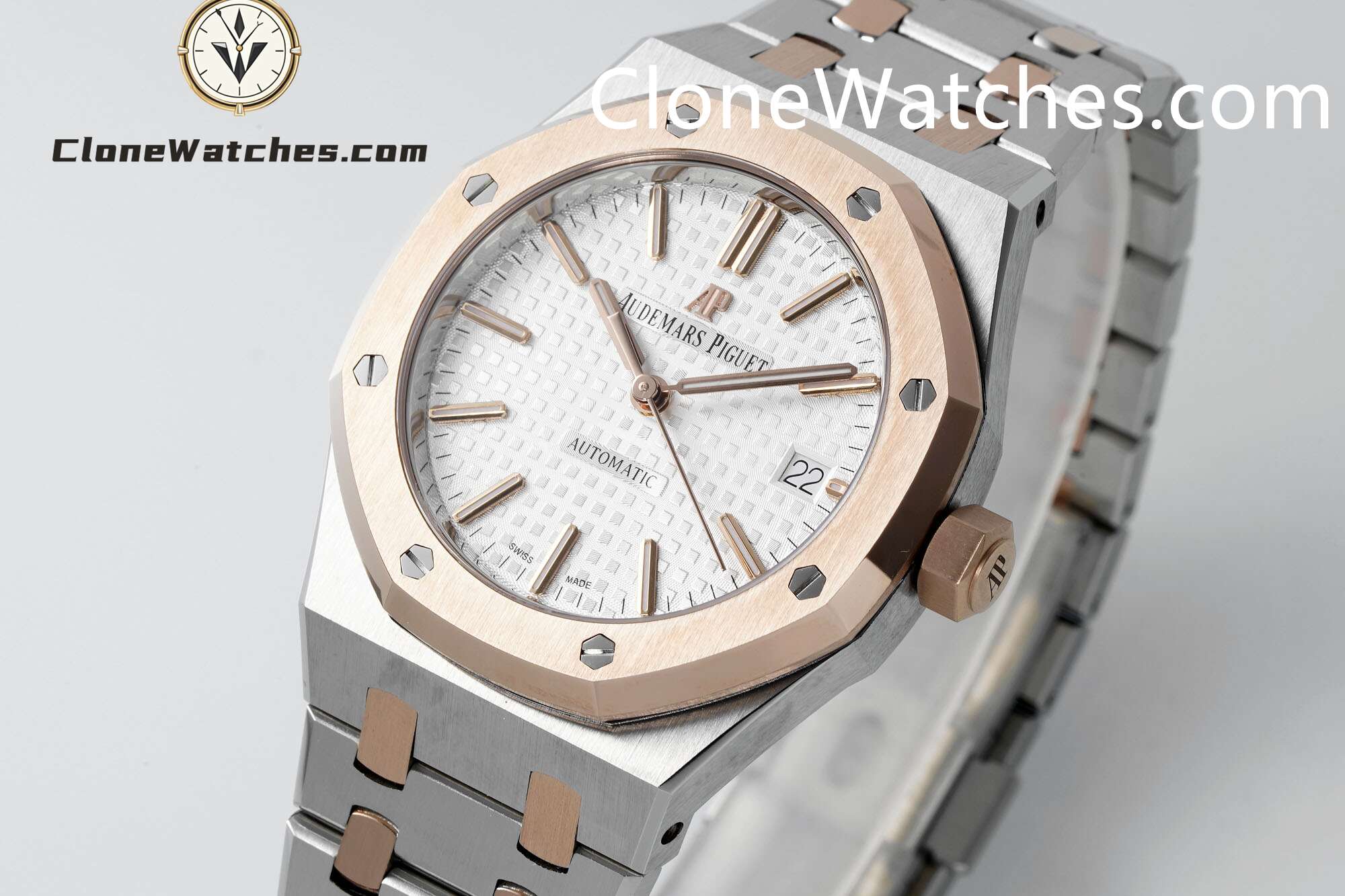 Audemars Piguet Super Clone Watches 1:1 Royal Oak Rose Gold 15450SR White Dial 37MM