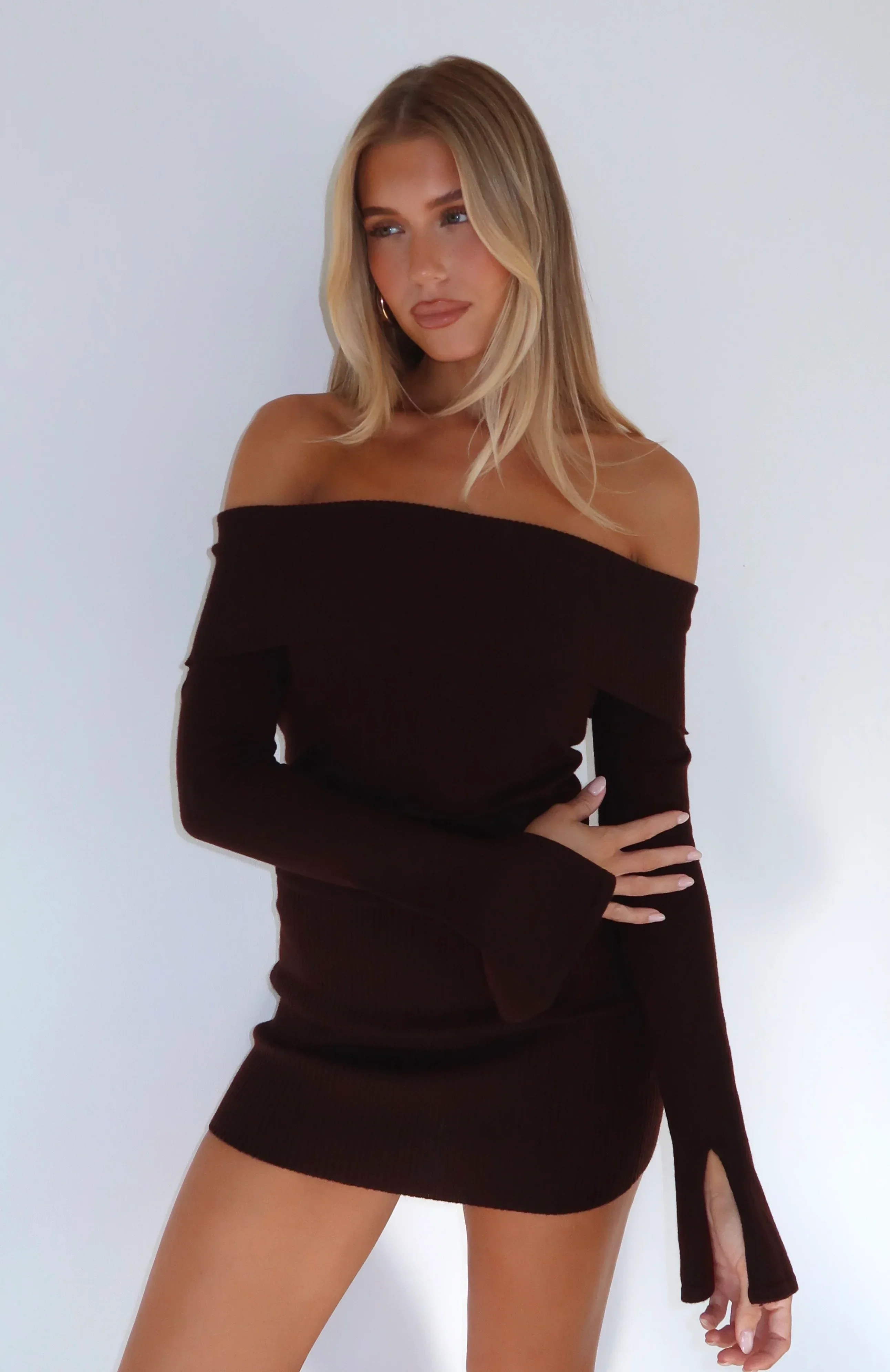 Parental Guidance Knit Mini Dress Chocolate