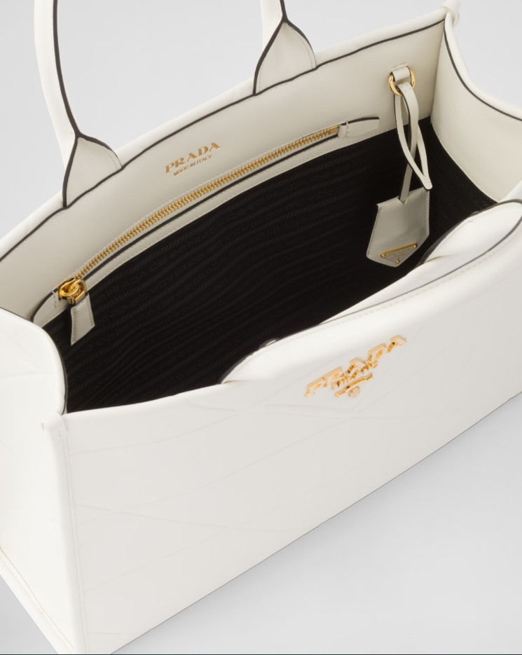 Prada Medium leather Symbole bag with topstitching - White