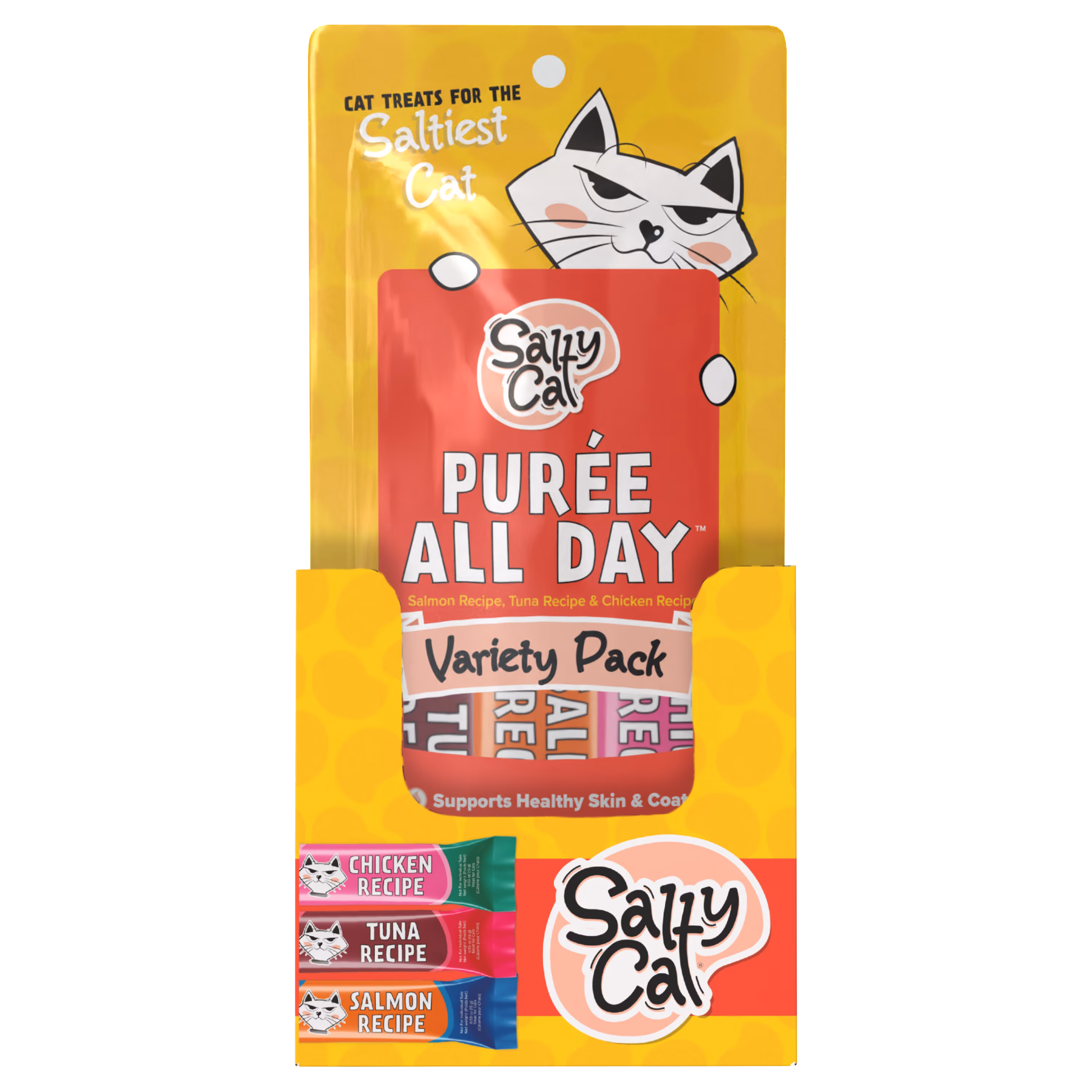 Salty Cat Purée All Day Everyday Tube Treat - Variety Pack - 3 Pack (pouch)