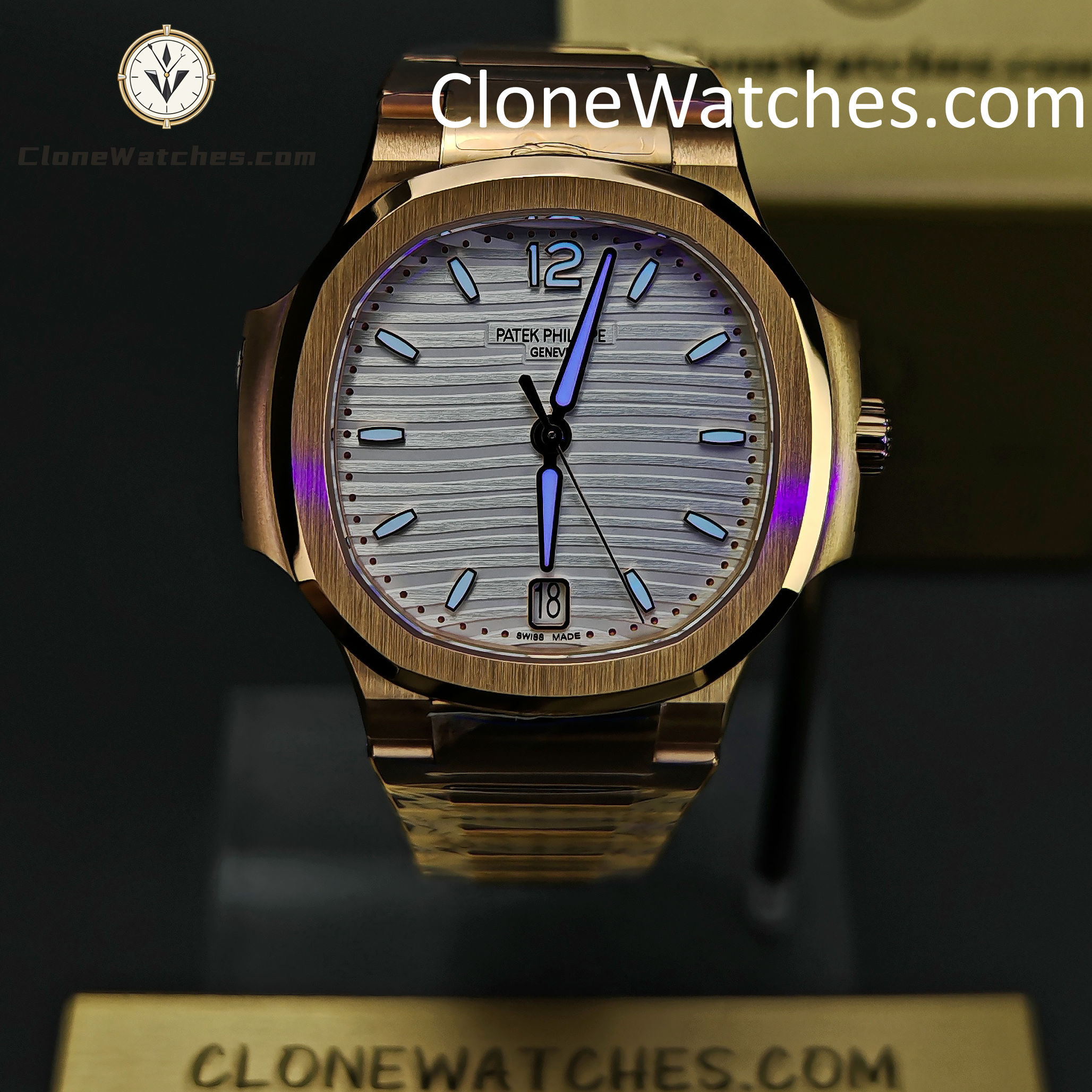 Patek Philippe Super Clone Watches 1:1 Nautilus Rose Gold 7118/1R-001 35.2 mm