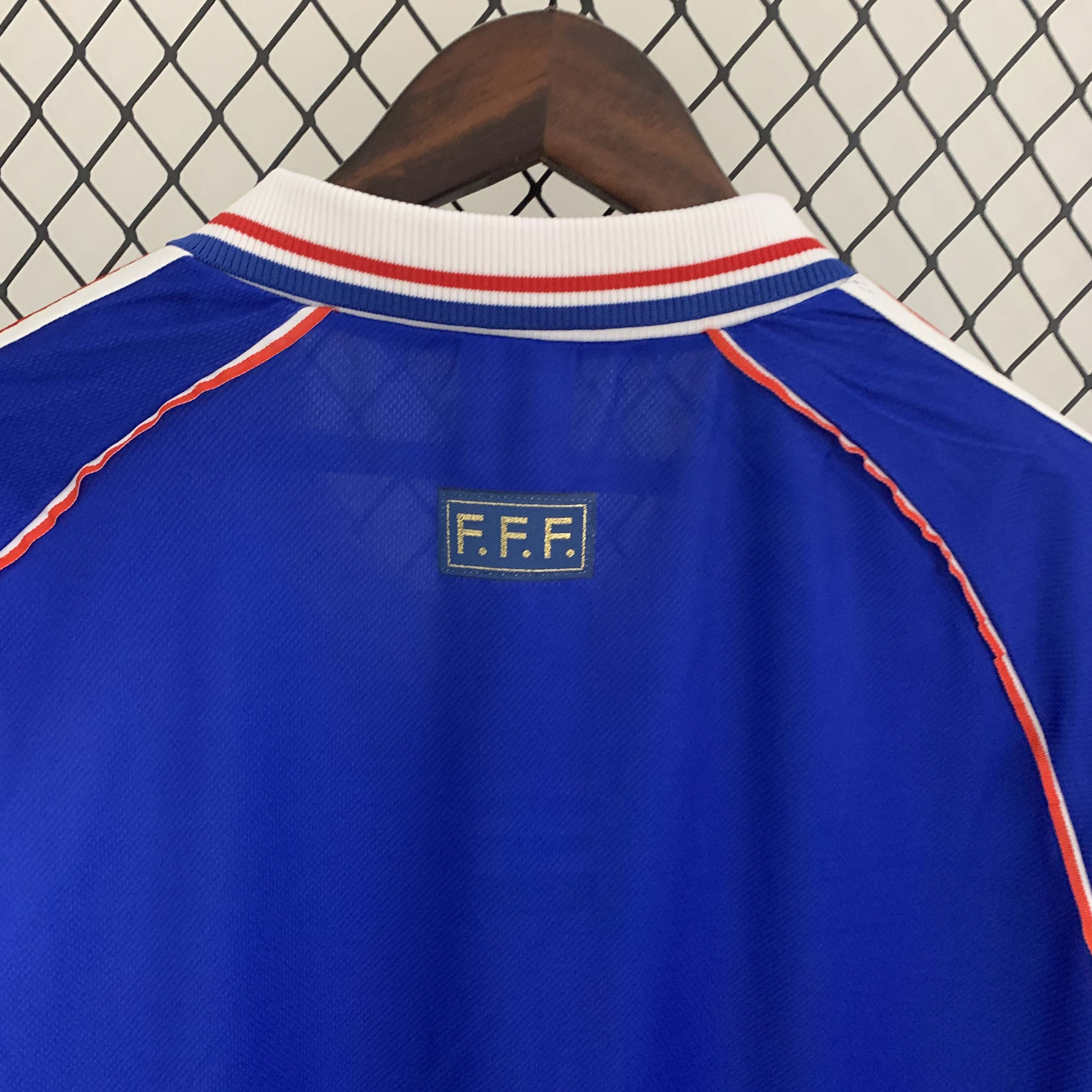1998 Retro Long Sleeve France Home Football Shirt 1:1 Thai Quality - Fans Edition