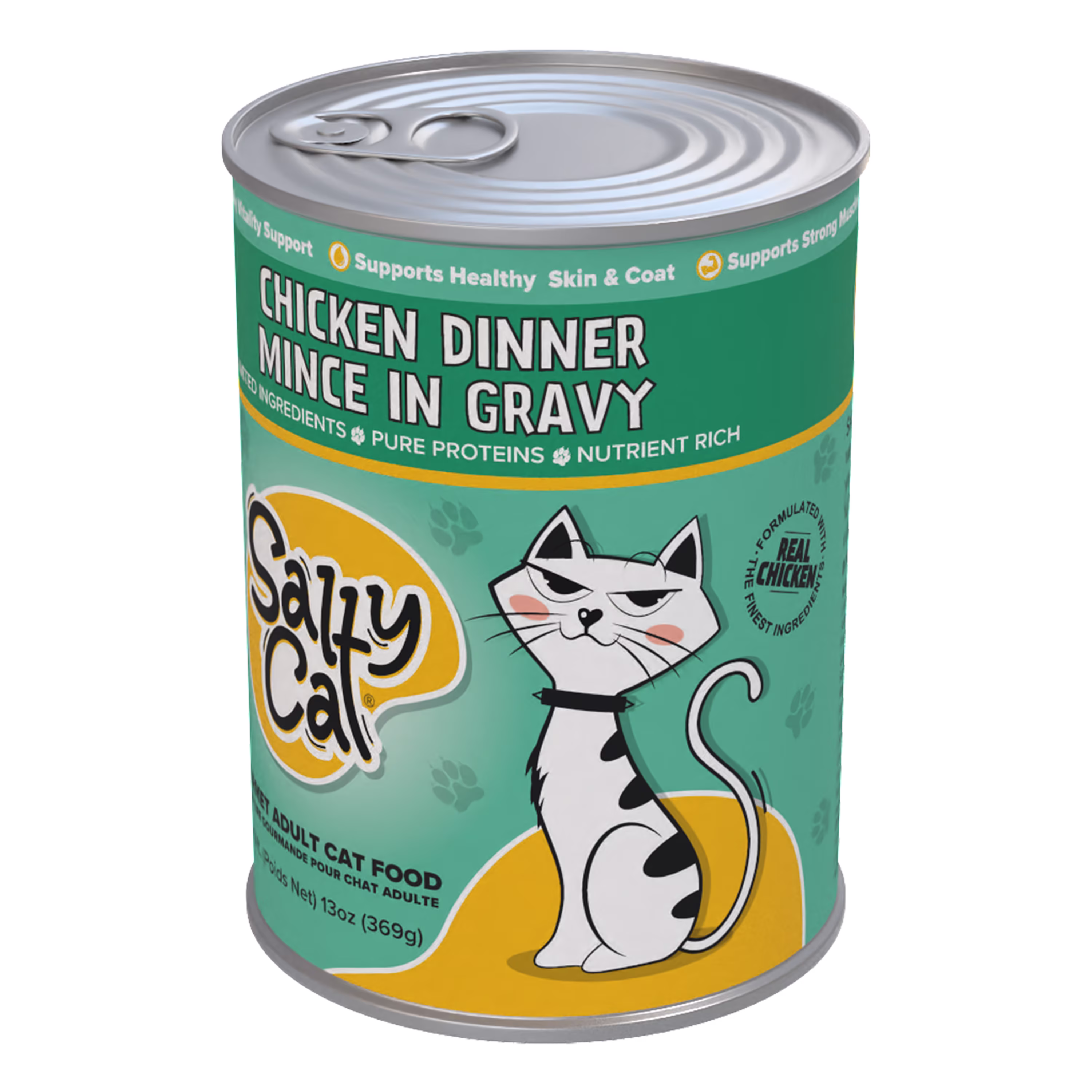 (6 pack) Salty Cat Chicken Dinner Mince in Gravy Wet Cat Food, 13 oz. Can