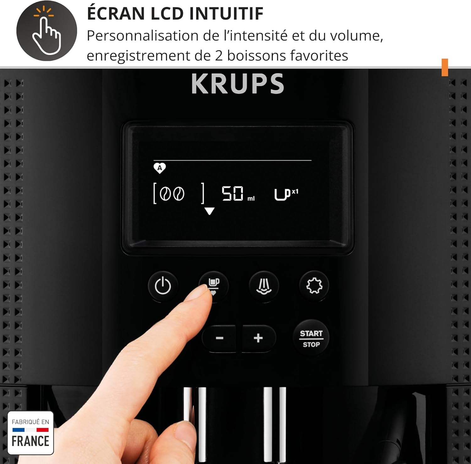 Machine café grains 17 L expresso buse vapeur cappuccino 2 tasses Essential noir