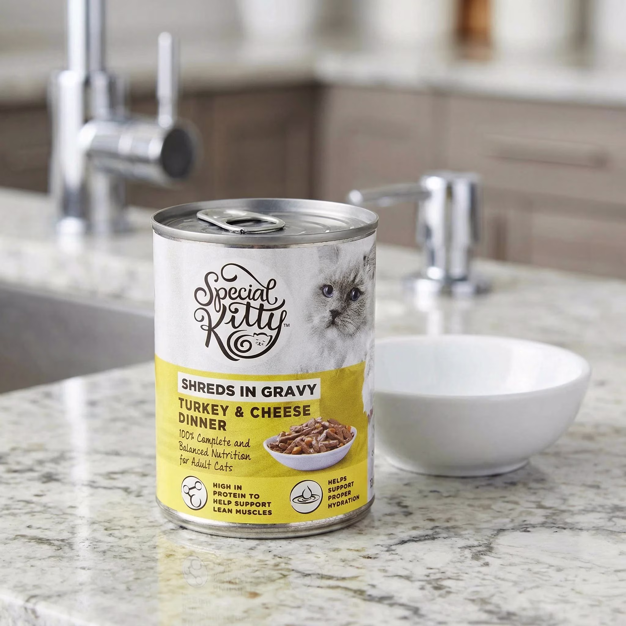 Special Kitty Turkey & Cheese Dinner Shreds in Gravy Wet Cat Food, 13 oz Can
