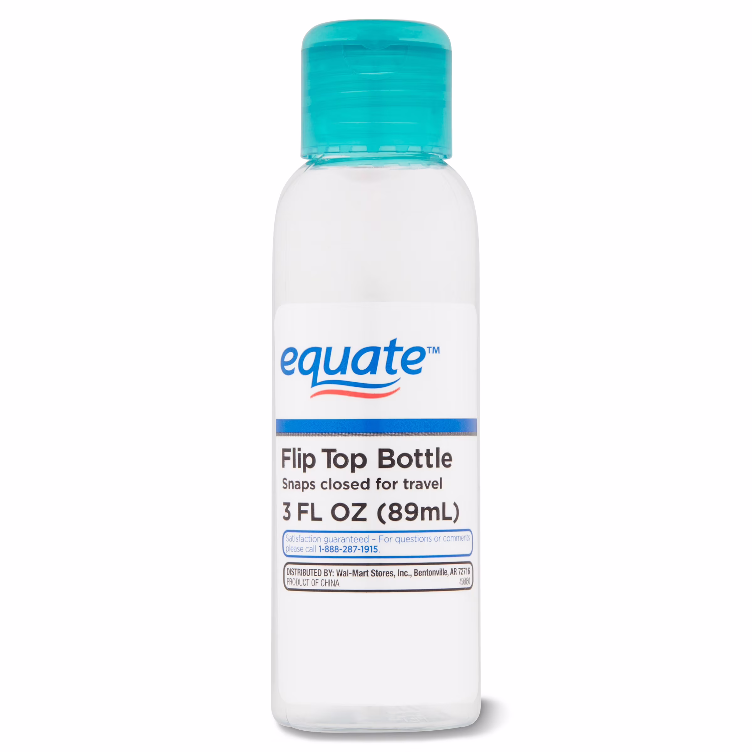 Equate Flip Top Travel Bottle for Toiletries, 3 fl oz, Color May Vary